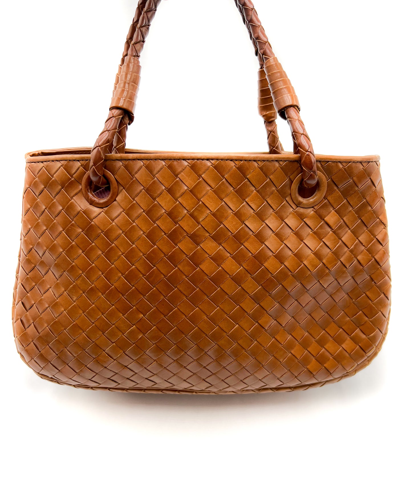 Bottega Veneta Brown Intrecciato Leather Tote Vintage