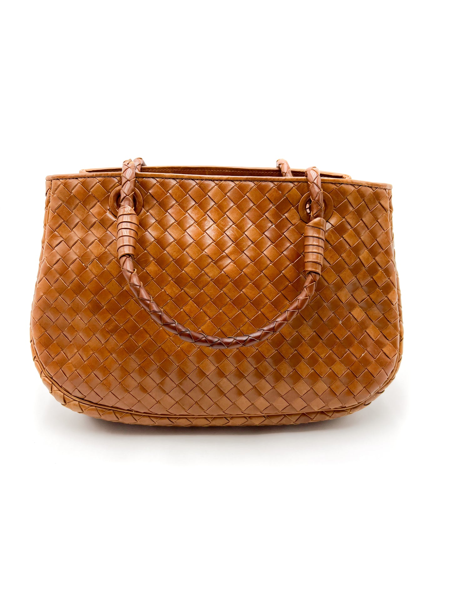 Bottega Veneta Brown Intrecciato Leather Tote Vintage
