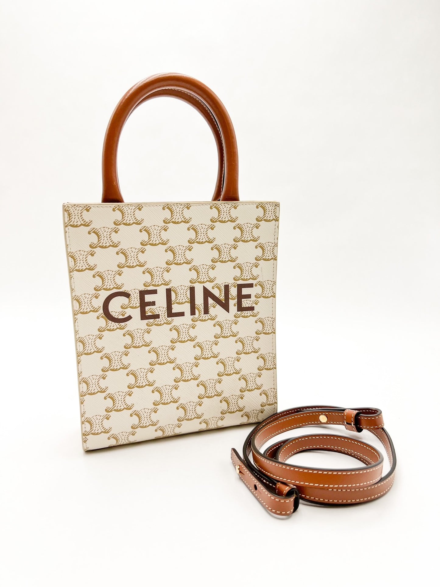 Celine White Mini Vertical Cabas Tote