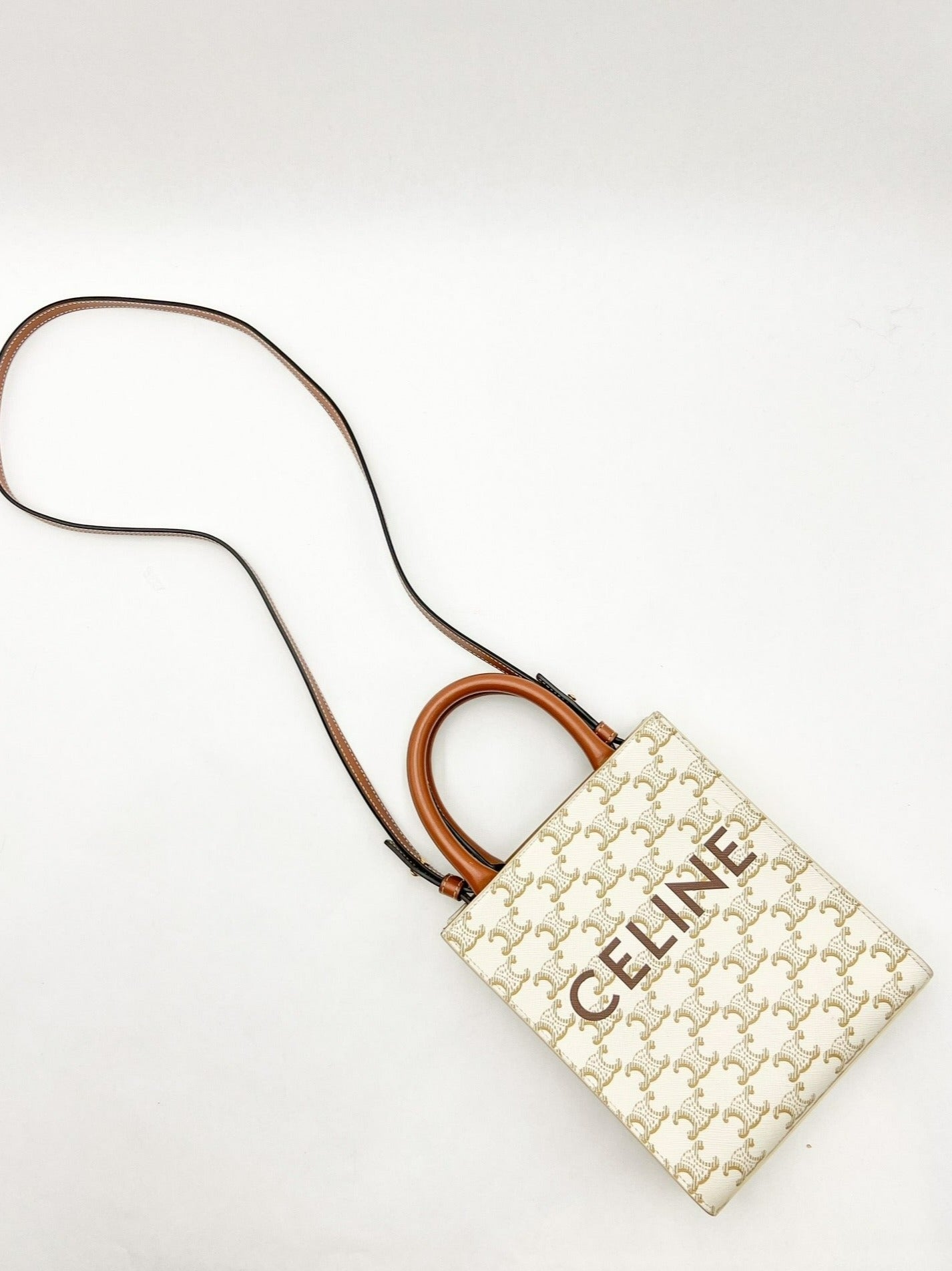 Celine White Mini Vertical Cabas Tote