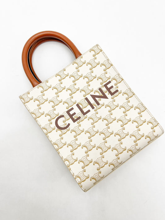 Celine White Mini Vertical Cabas Tote