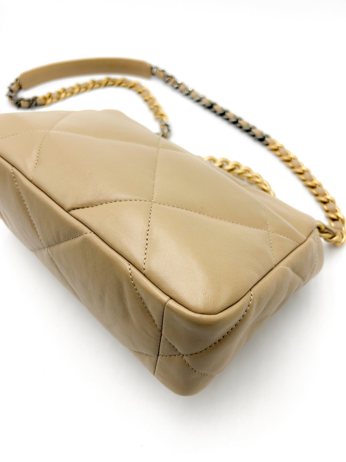 Chanel 19 Beige Flap Handbag