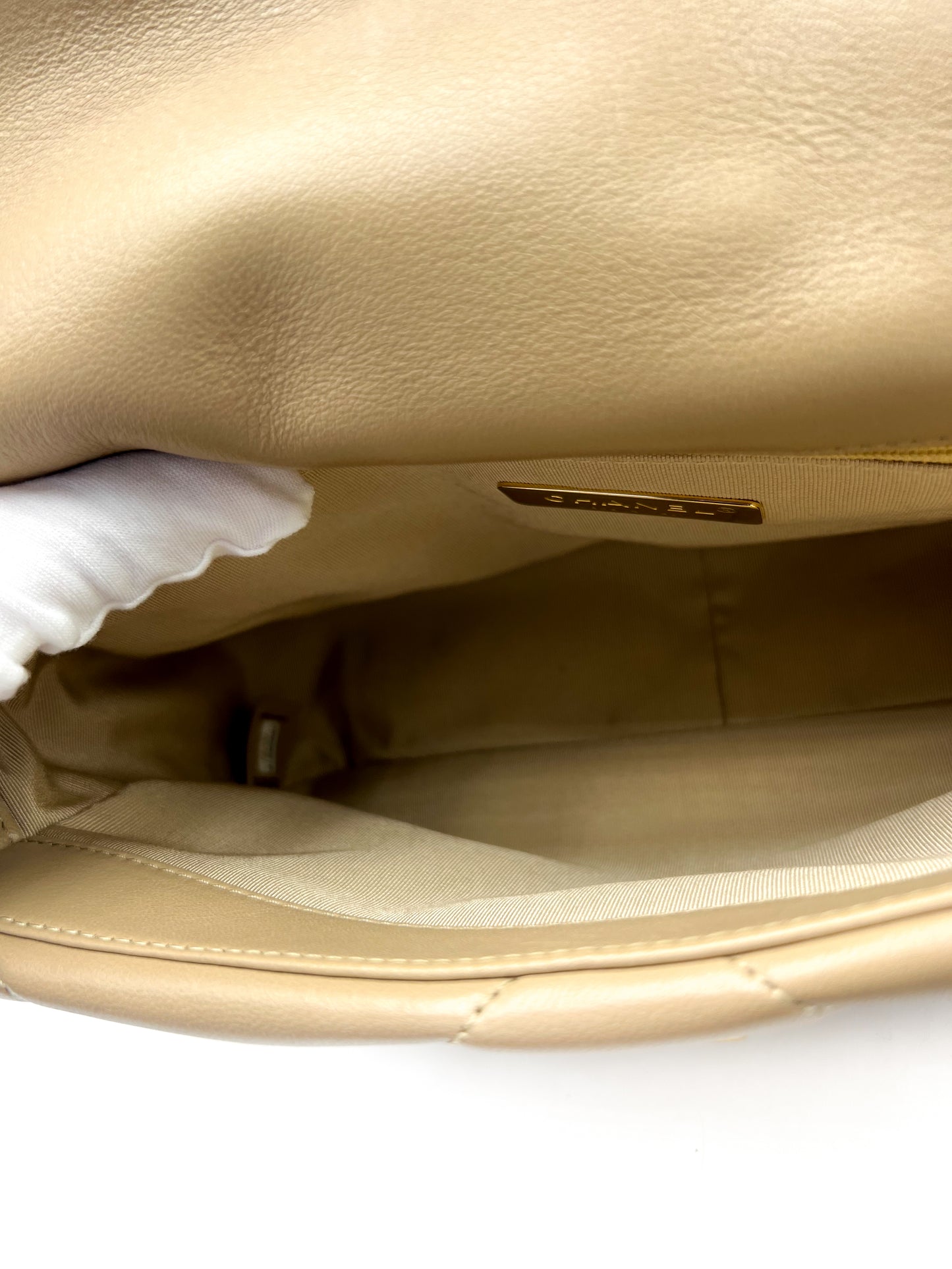 Chanel 19 Beige Flap Handbag