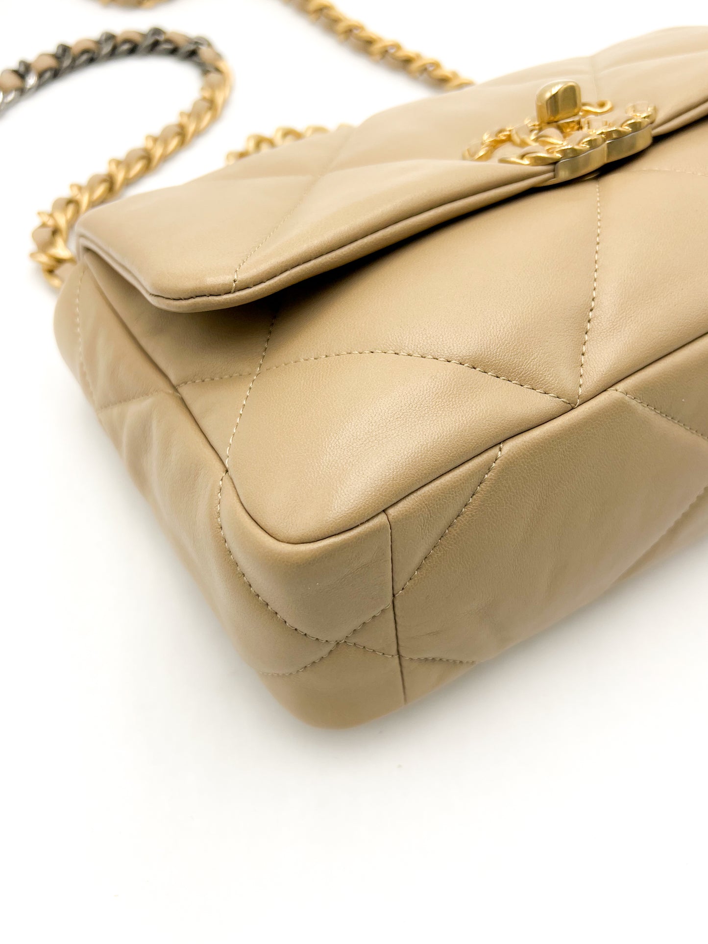 Chanel 19 Beige Flap Handbag