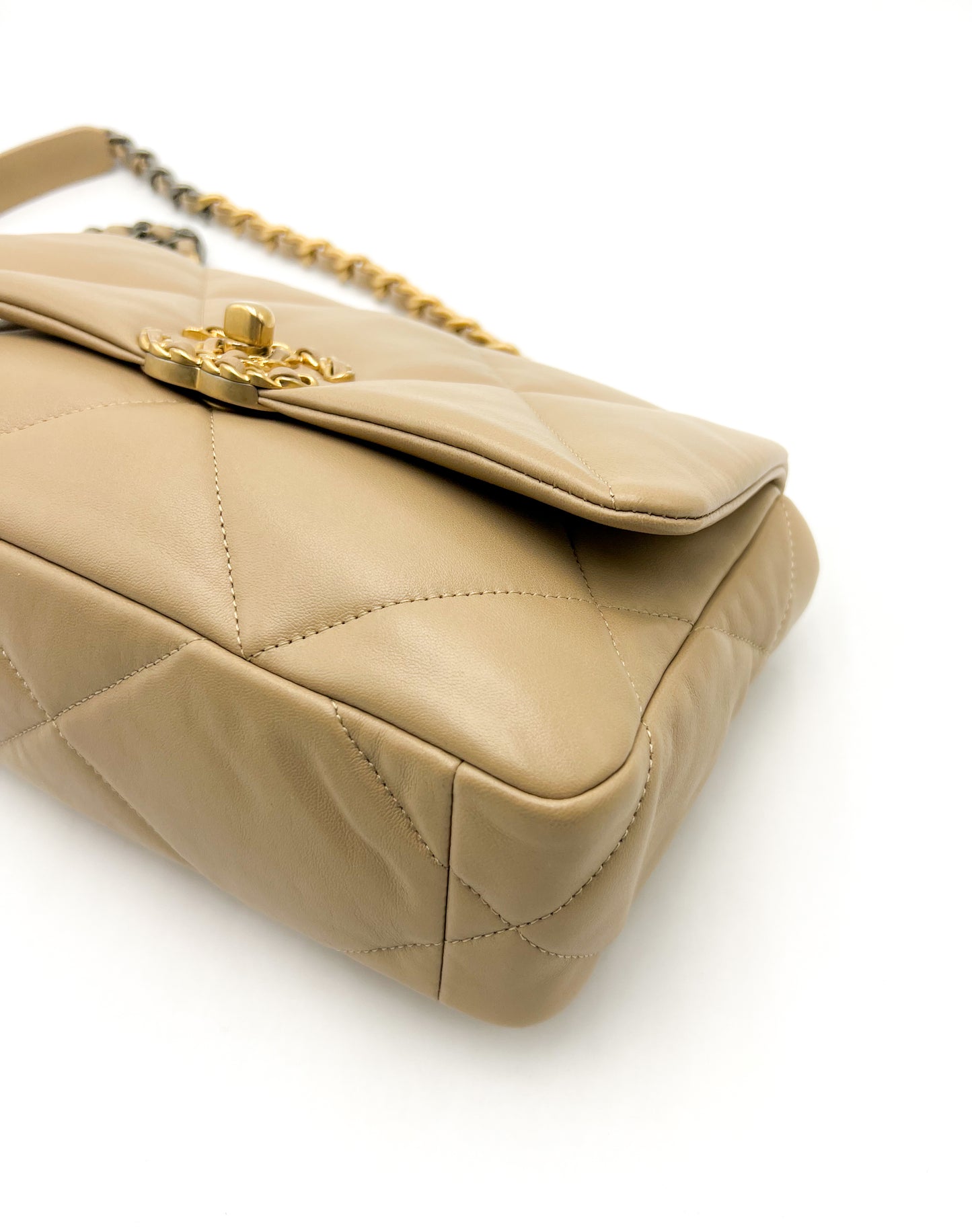 Chanel 19 Beige Flap Handbag