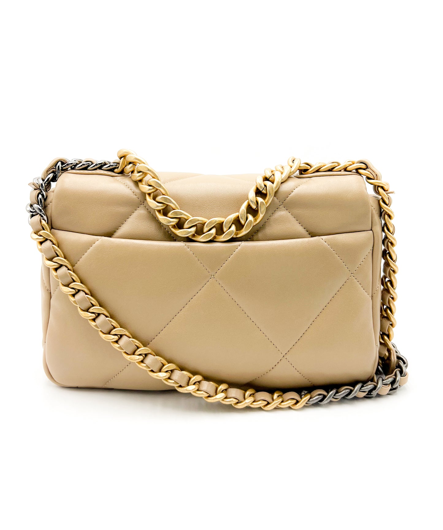Chanel 19 Beige Flap Handbag