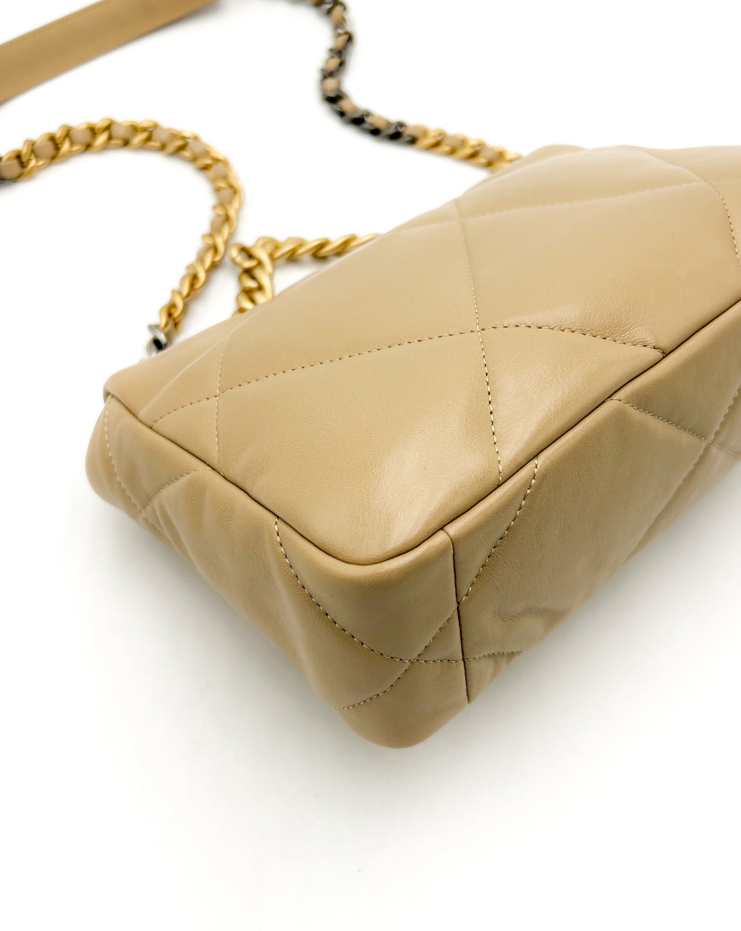 Chanel 19 Beige Flap Handbag