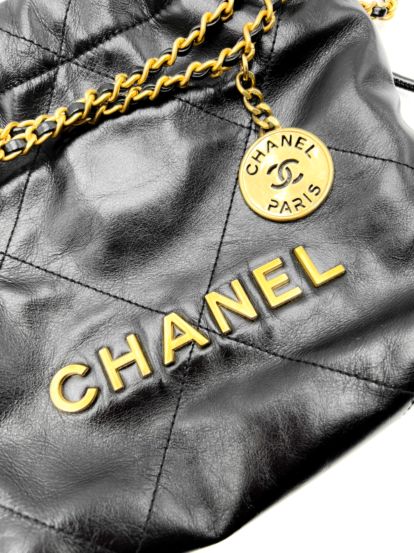 Chanel 22 Mini Handbag Hobo Black with Gold Aged Hardware