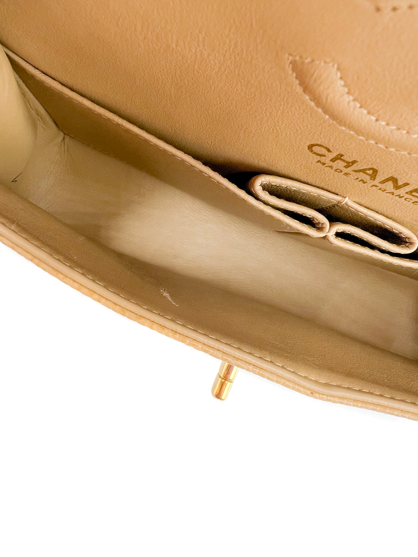 Chanel Beige Quilted Caviar Small Classic Double Flap Gold Hardware