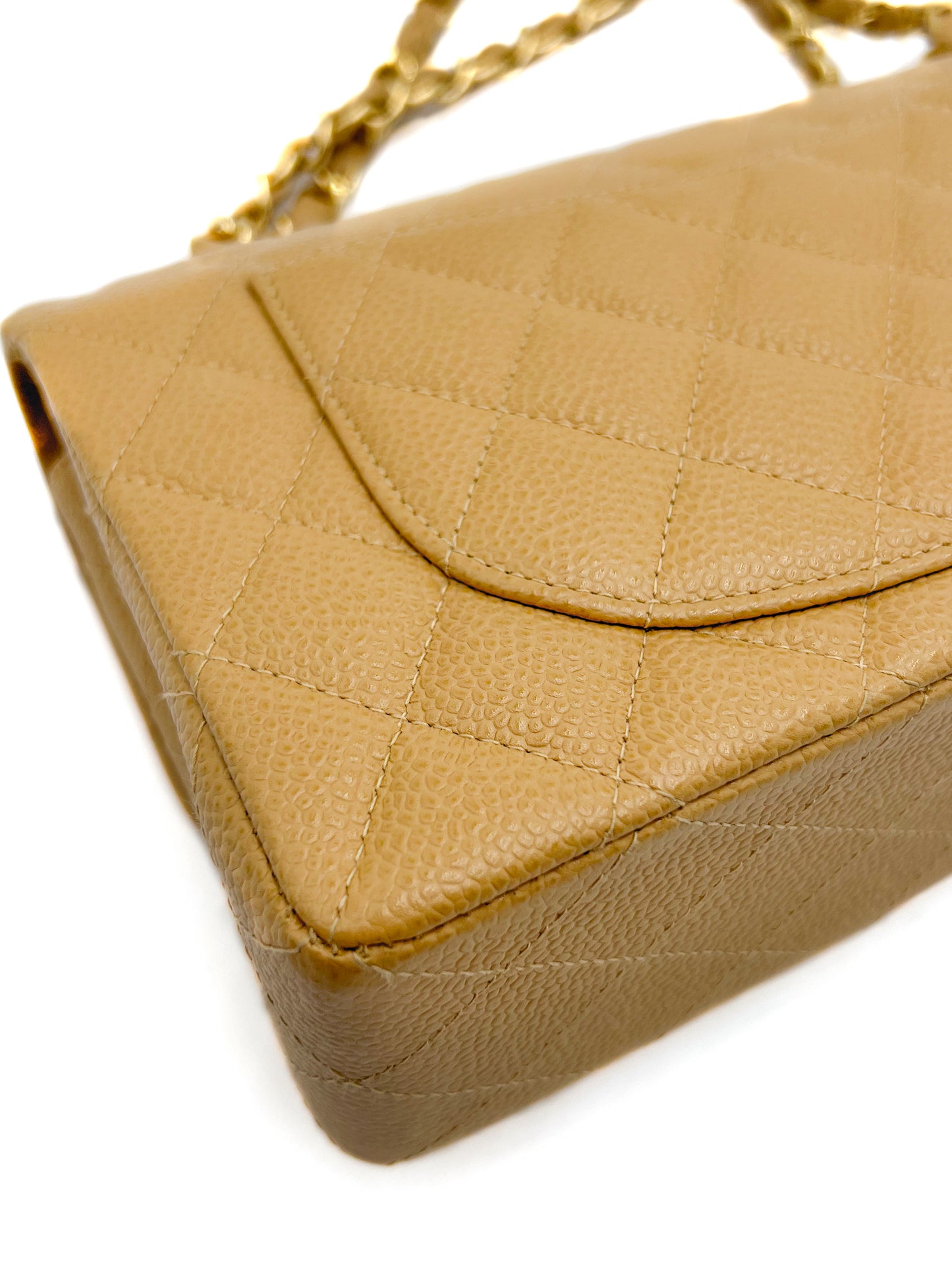 Chanel Beige Quilted Caviar Small Classic Double Flap Gold Hardware