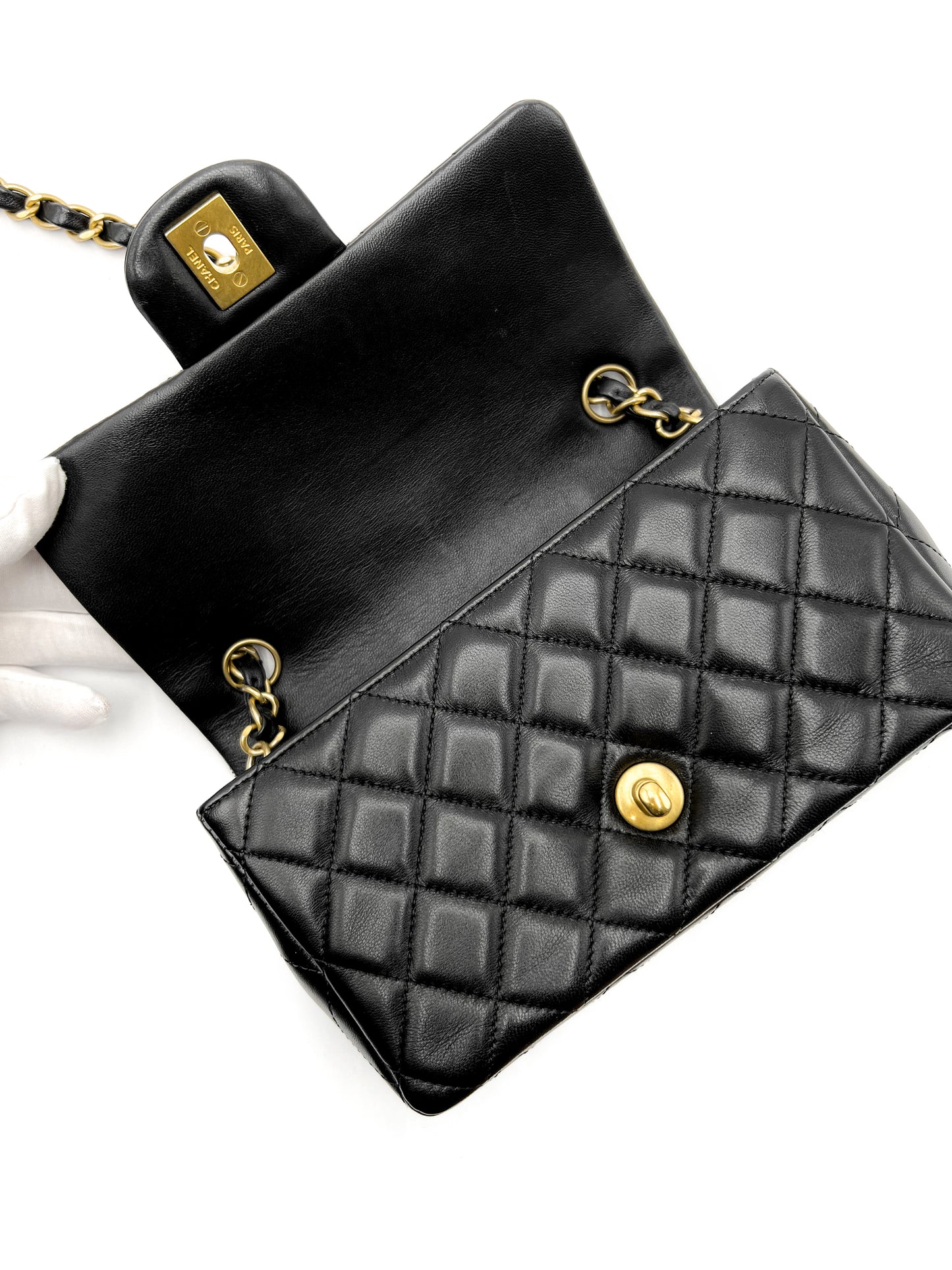 Chanel Mini Rectangle Flap Black with Gold Hardware
