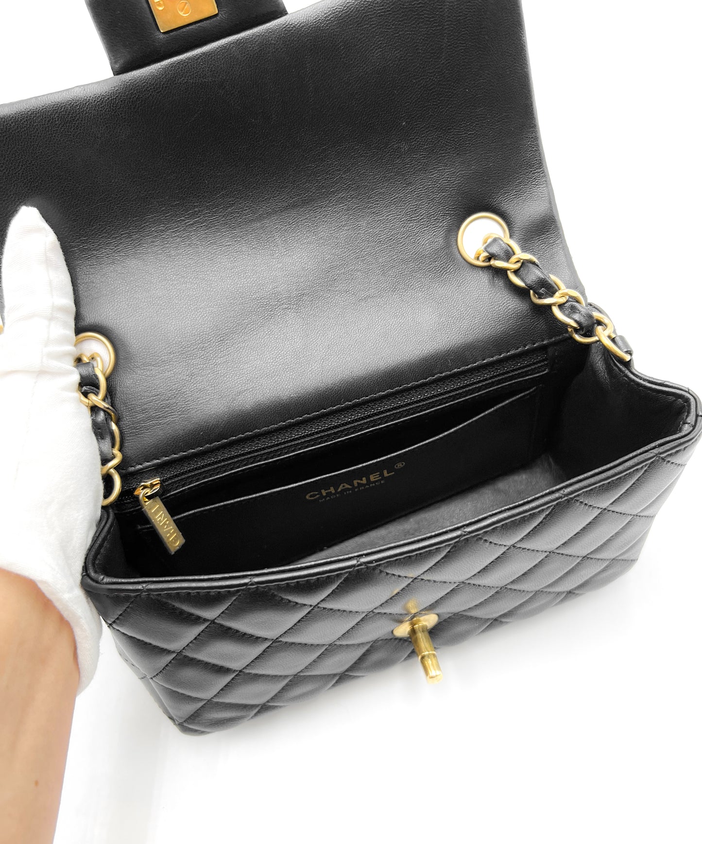 Chanel Mini Rectangle Flap Black with Gold Hardware