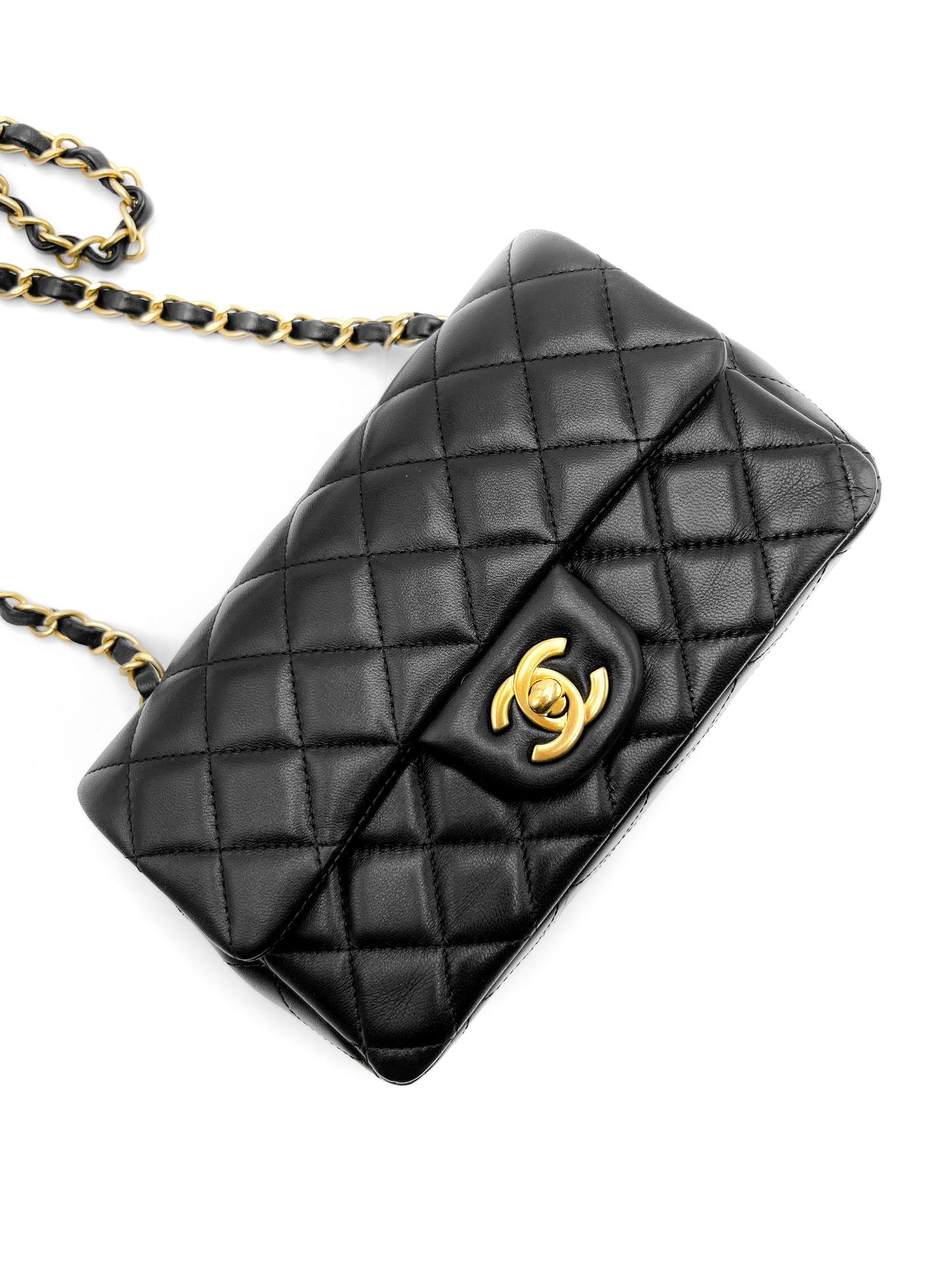 Chanel Mini Rectangle Flap Black with Gold Hardware
