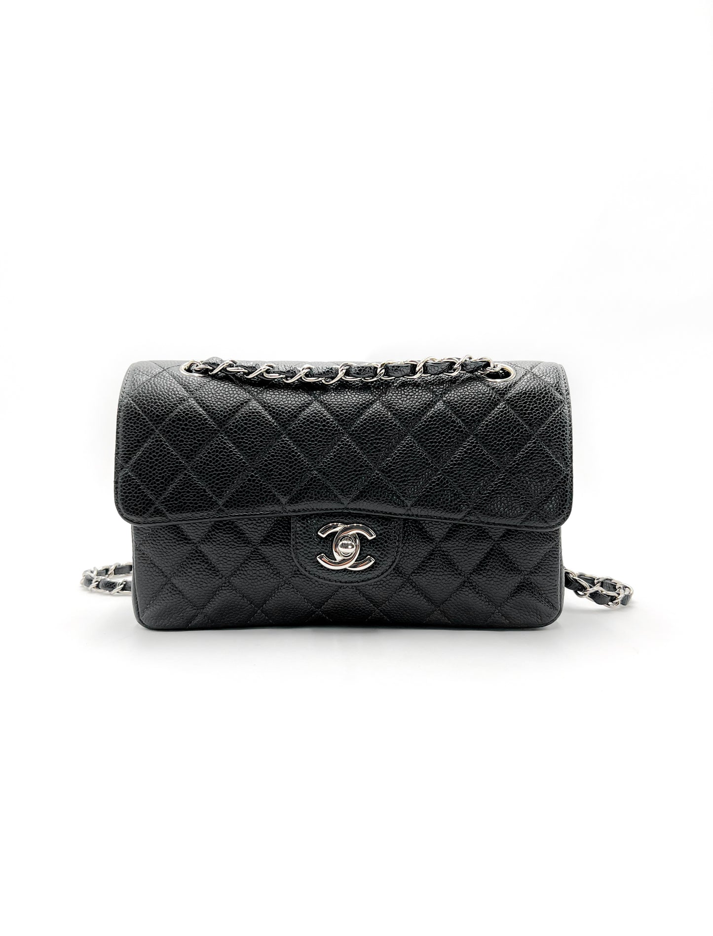 Chanel Small Classic Flap Quilted Black Caviar Silver Hardware