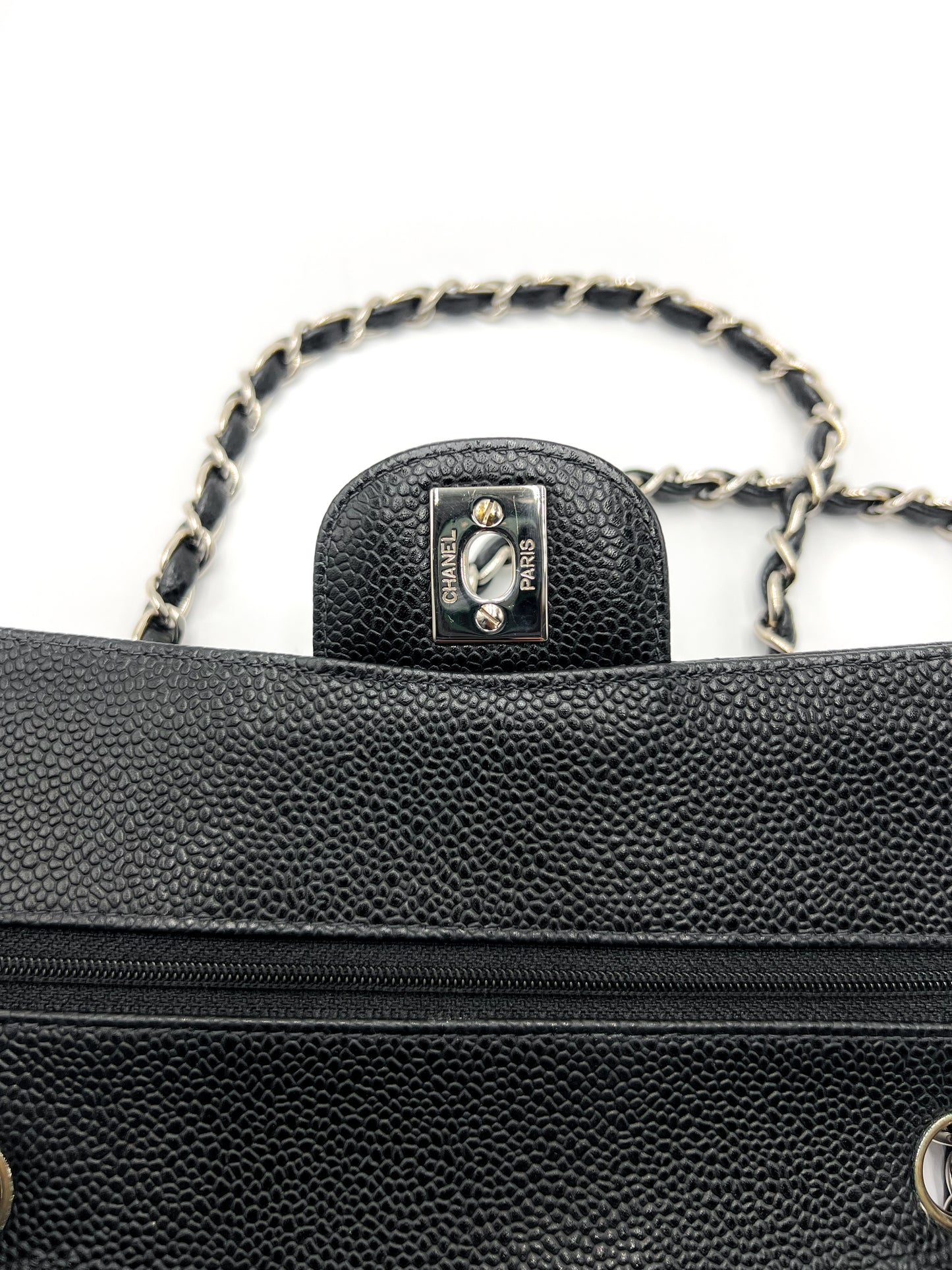 Chanel Small Classic Flap Quilted Black Caviar Silver Hardware