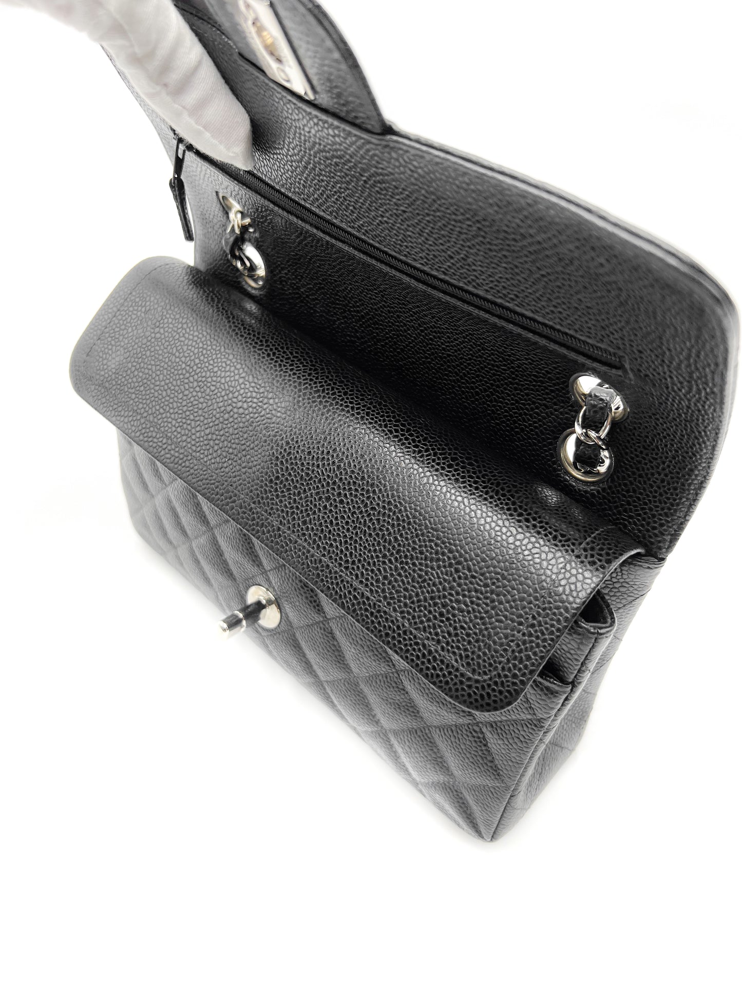 Chanel Small Classic Flap Quilted Black Caviar Silver Hardware