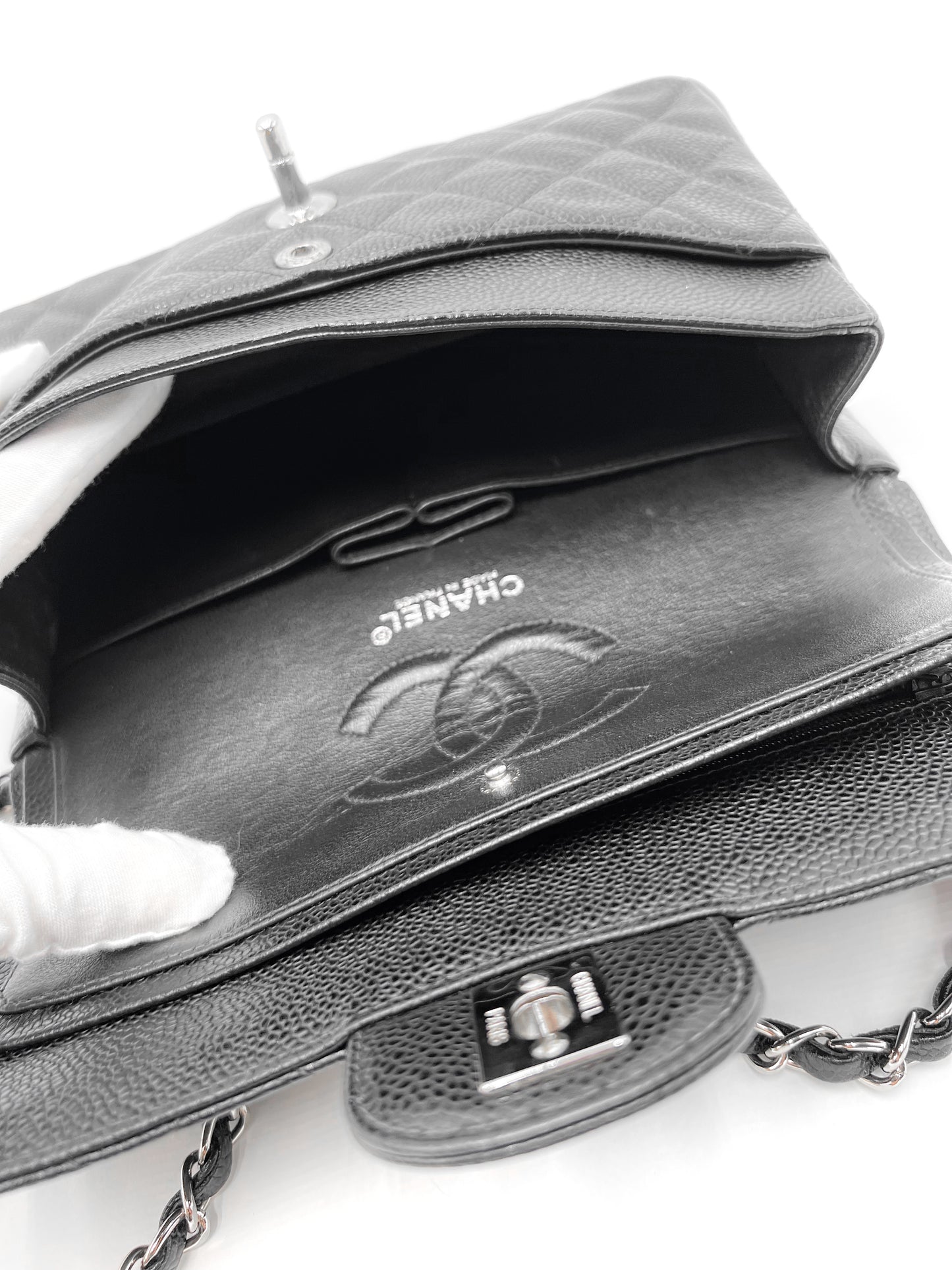Chanel Small Classic Flap Quilted Black Caviar Silver Hardware