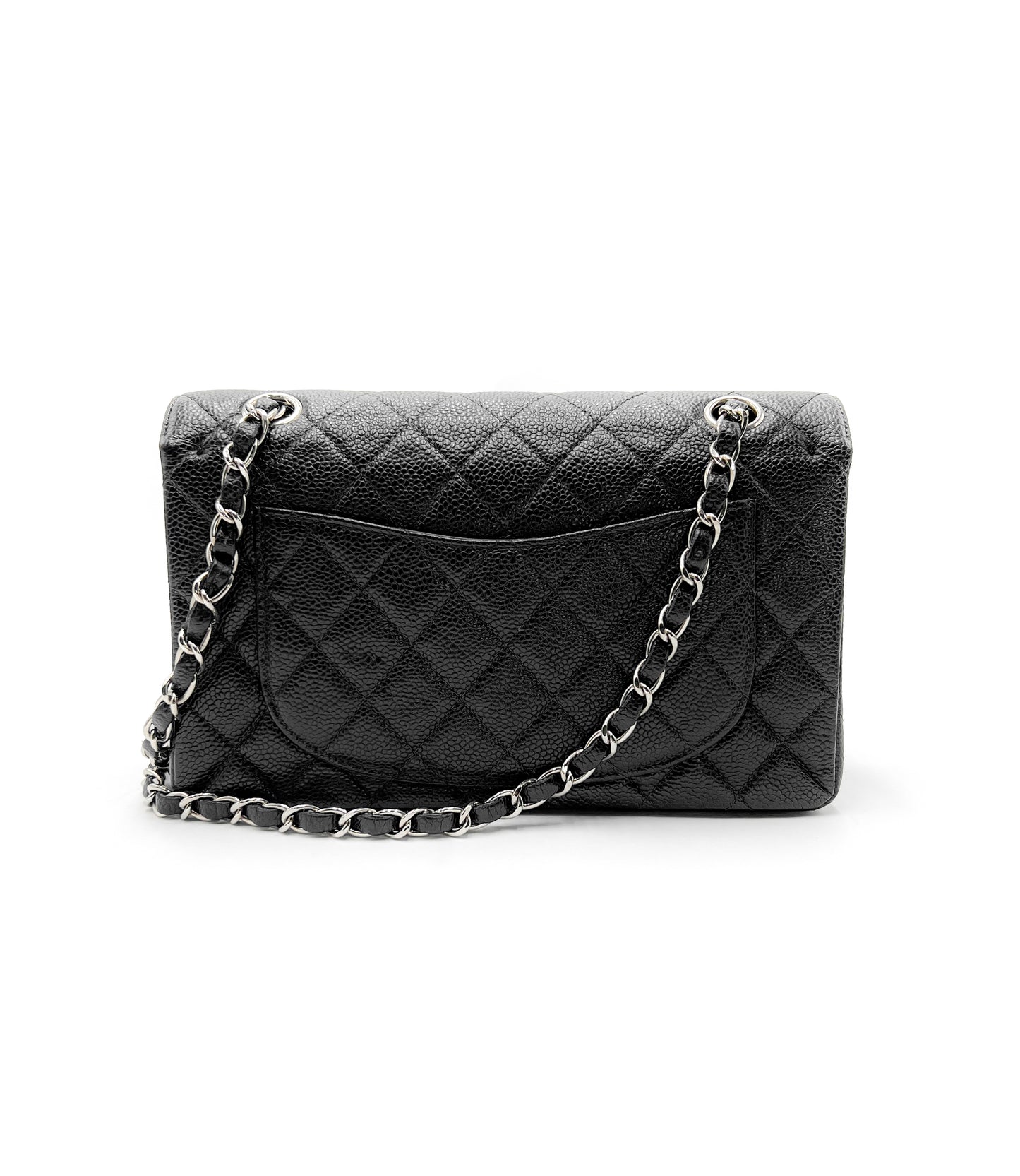 Chanel Small Classic Flap Quilted Black Caviar Silver Hardware