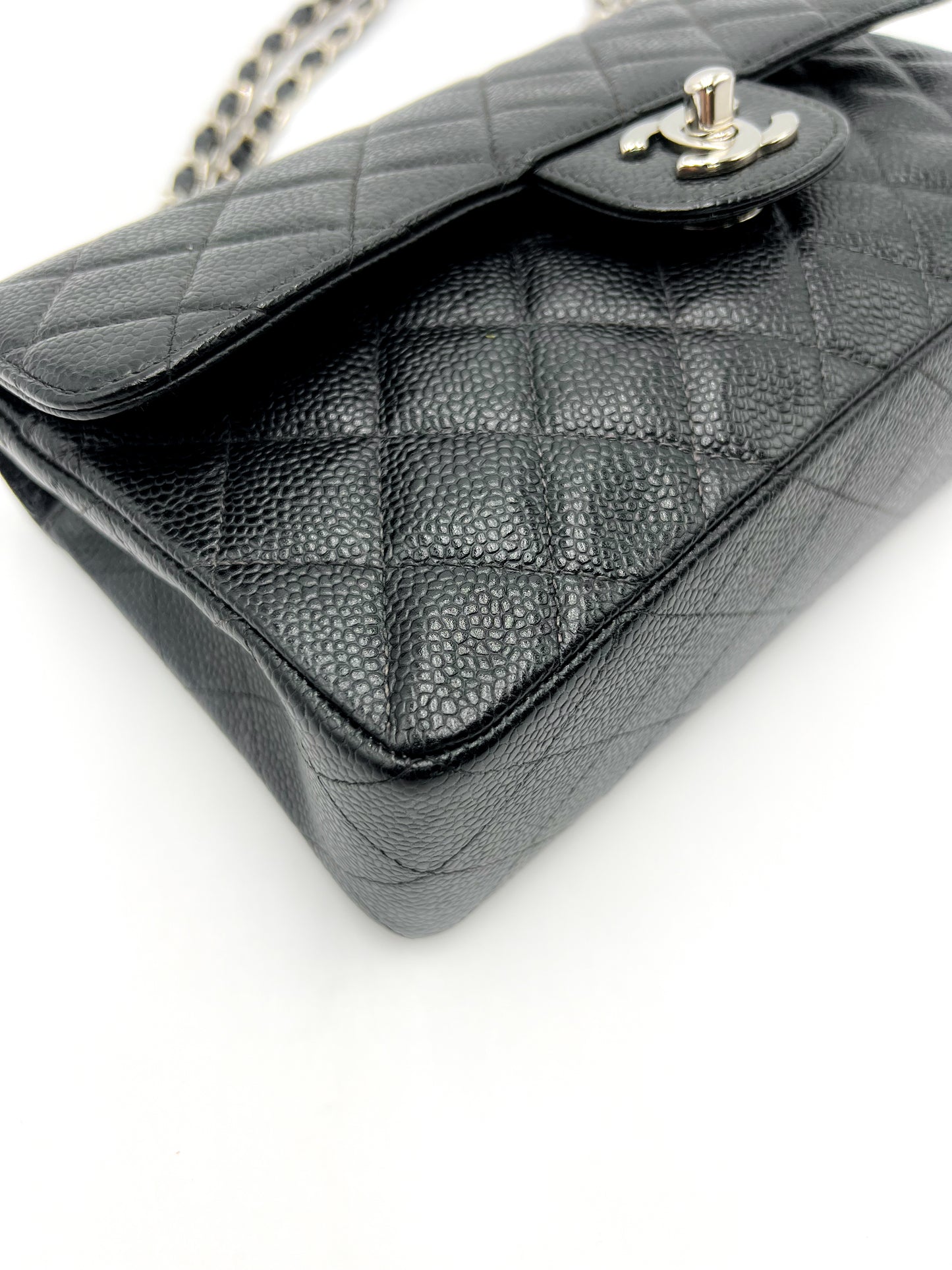 Chanel Small Classic Flap Quilted Black Caviar Silver Hardware