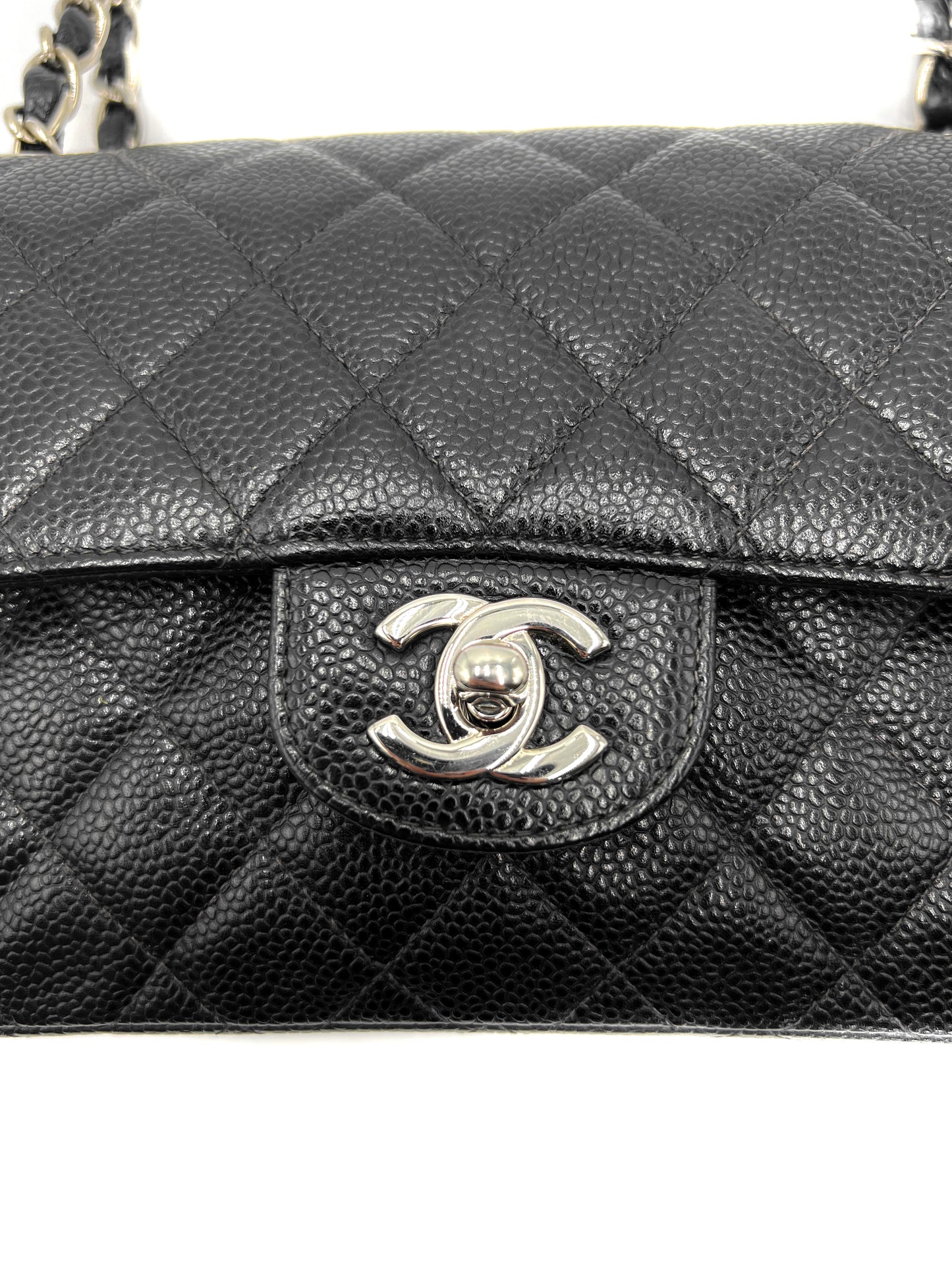 Chanel Small Classic Flap Quilted Black Caviar Silver Hardware