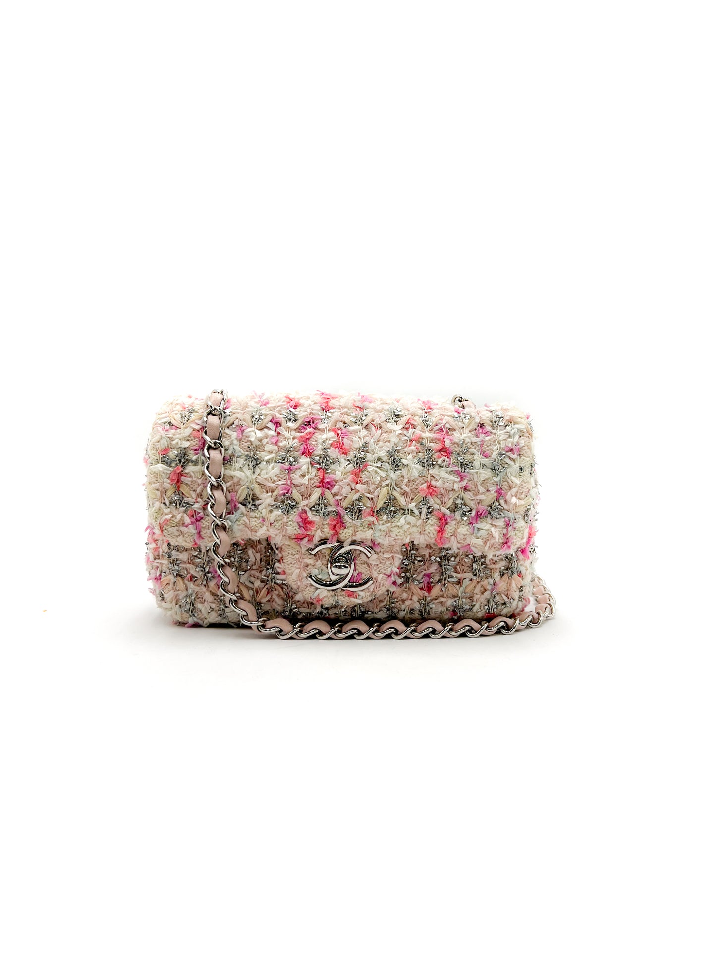 Chanel Mini Flap Tweed Pink Glitter