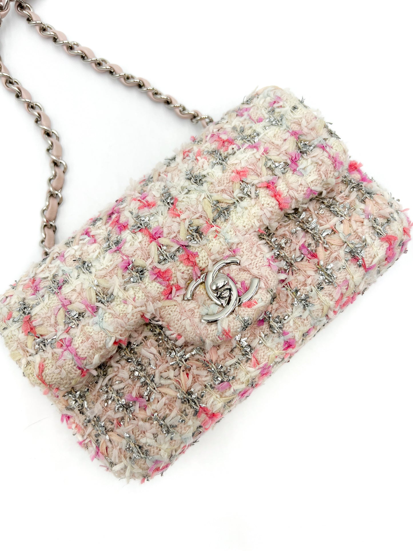 Chanel Mini Flap Tweed Pink Glitter