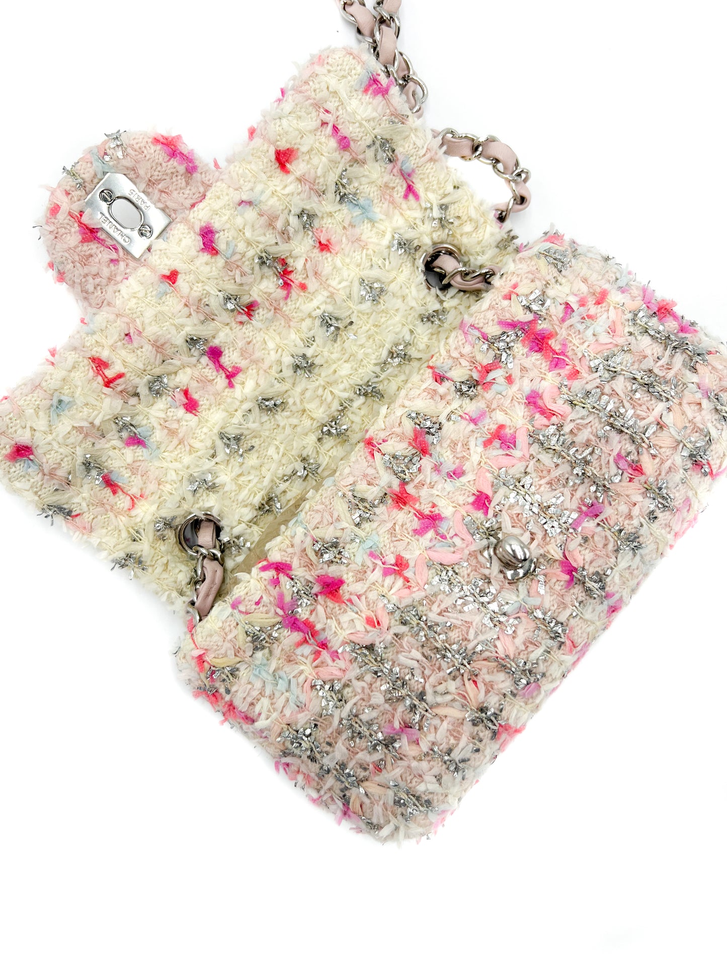 Chanel Mini Flap Tweed Pink Glitter