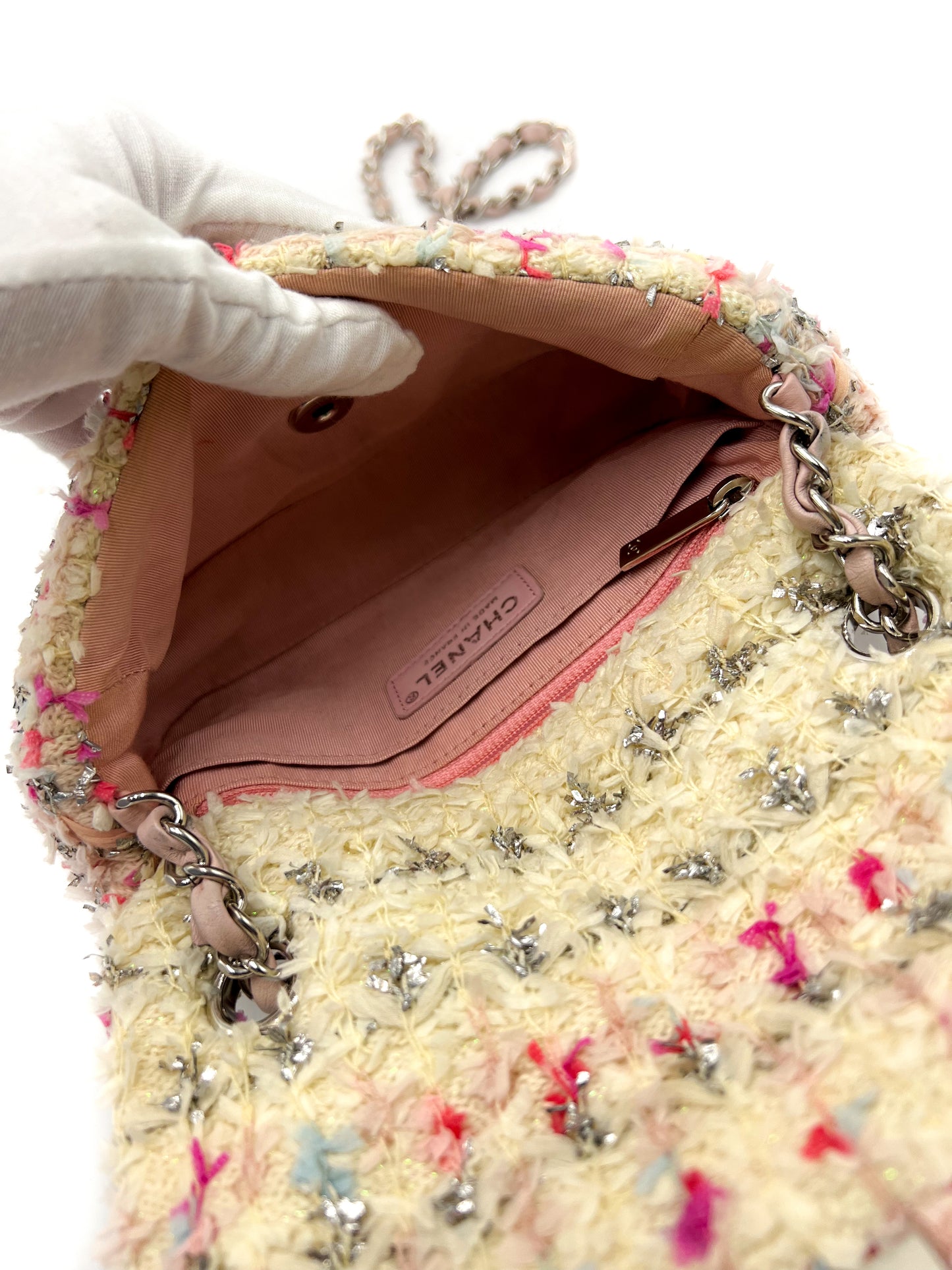 Chanel Mini Flap Tweed Pink Glitter