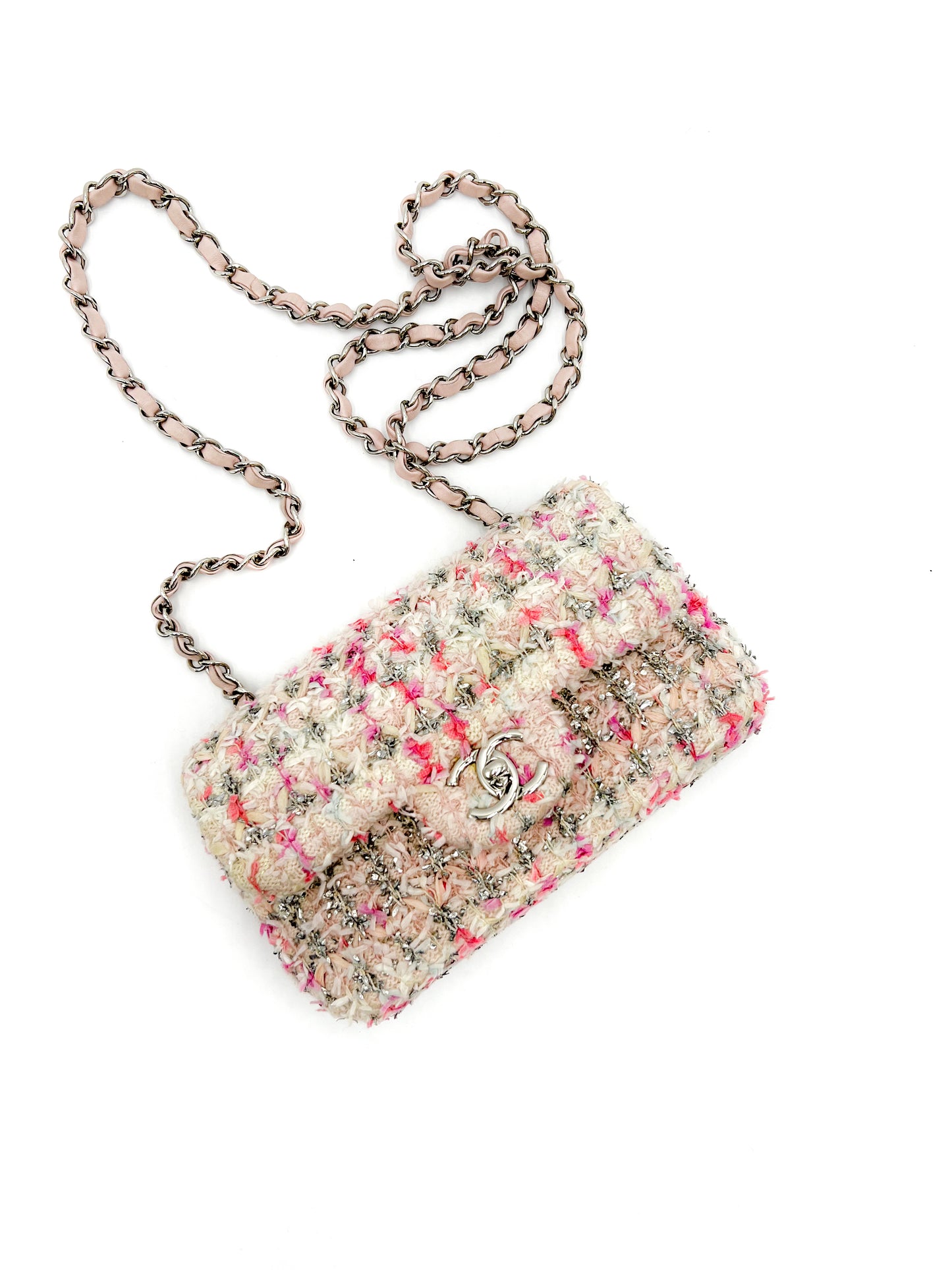 Chanel Mini Flap Tweed Pink Glitter