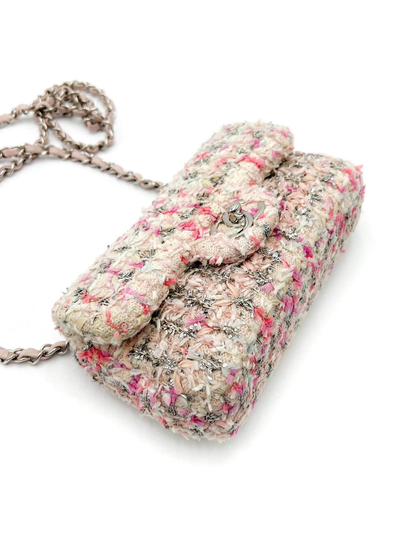 Chanel Mini Flap Tweed Pink Glitter