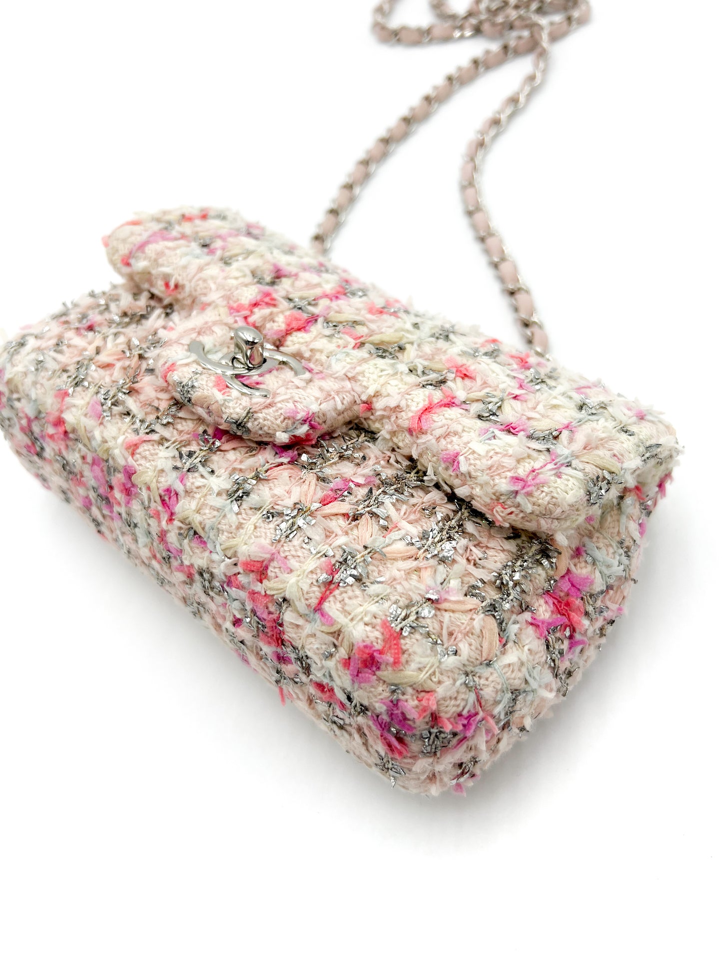 Chanel Mini Flap Tweed Pink Glitter