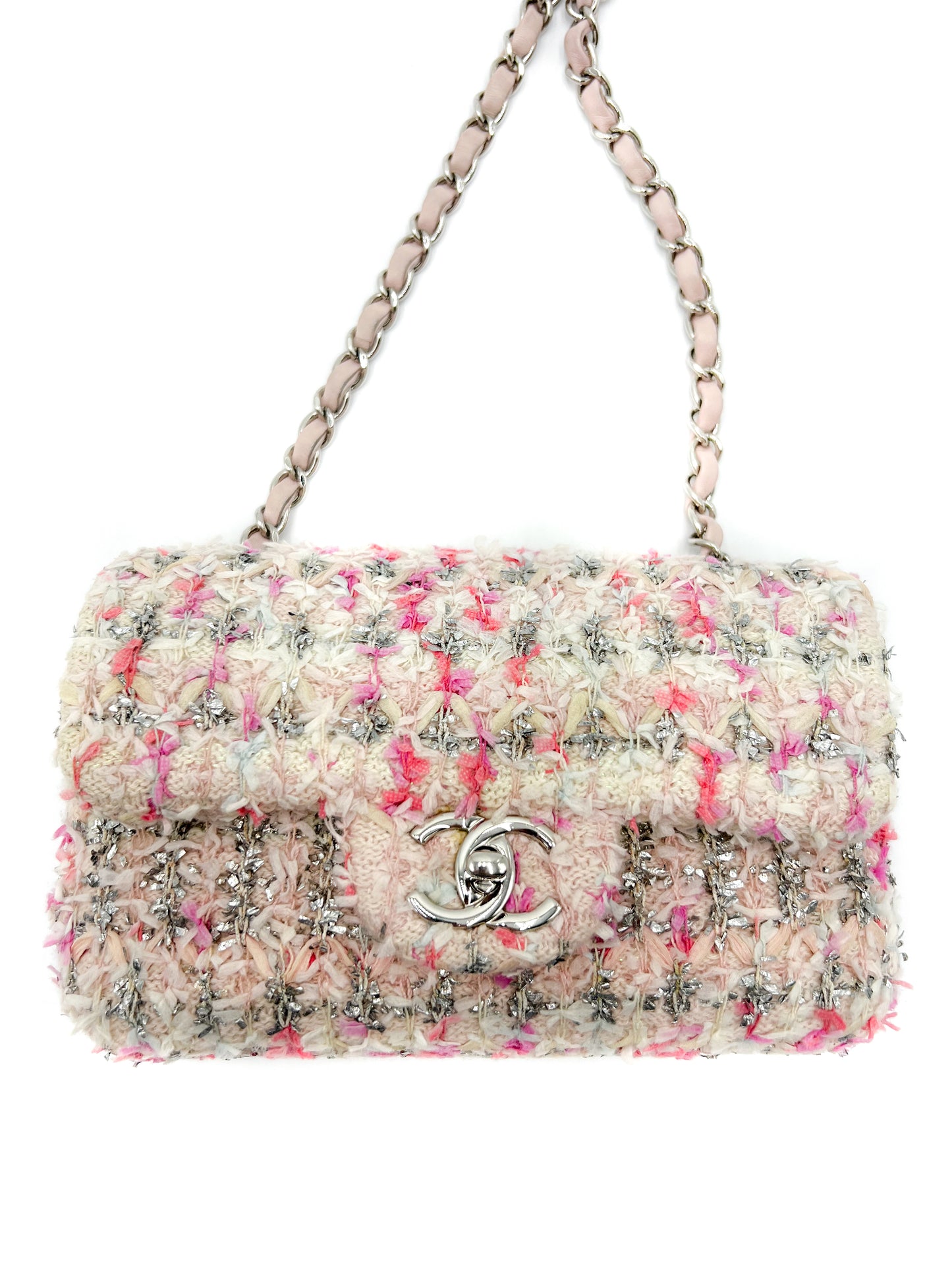 Chanel Mini Flap Tweed Pink Glitter