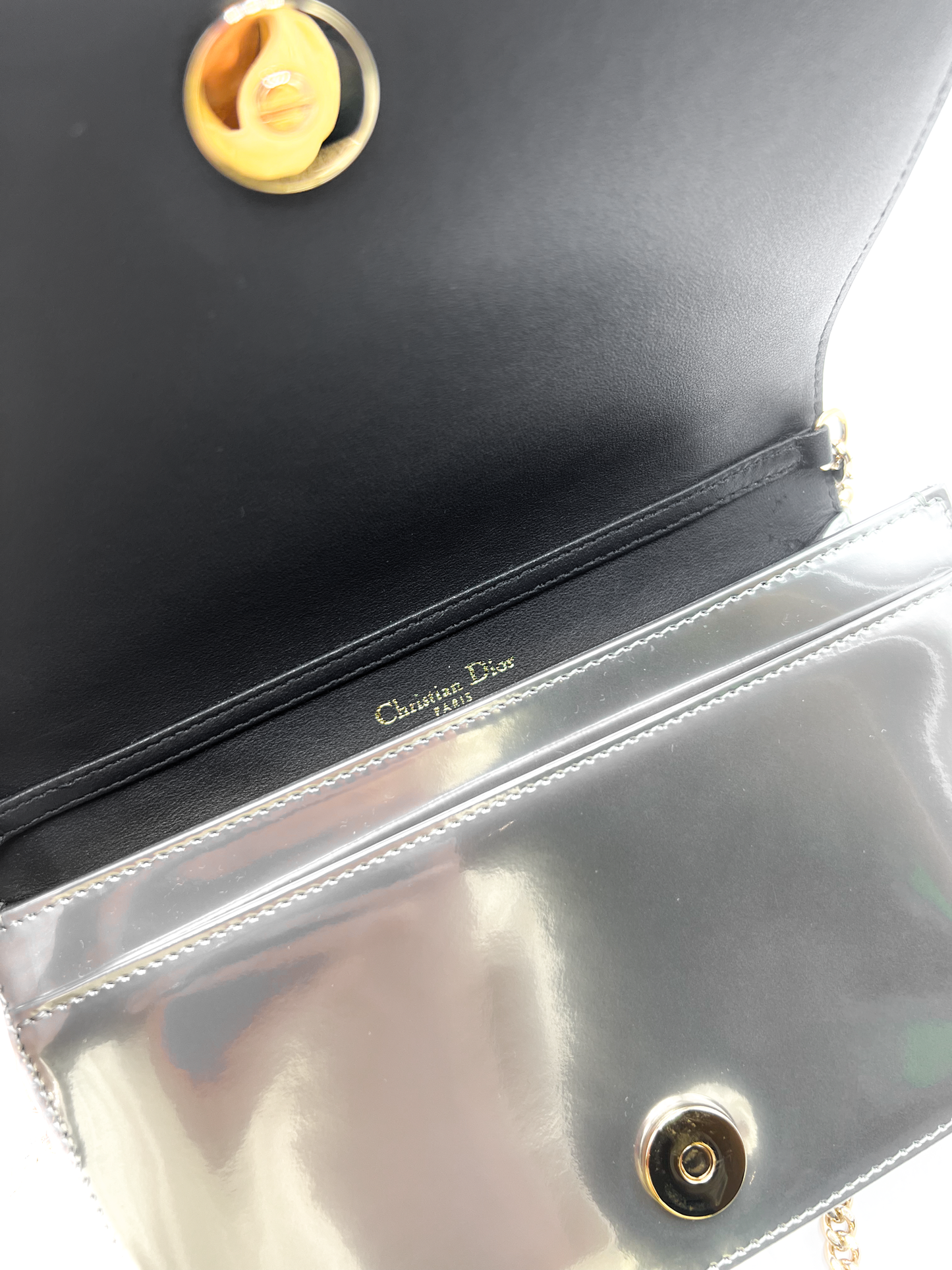 Dior Silver Micro Cannage Diorama Wallet on Chain