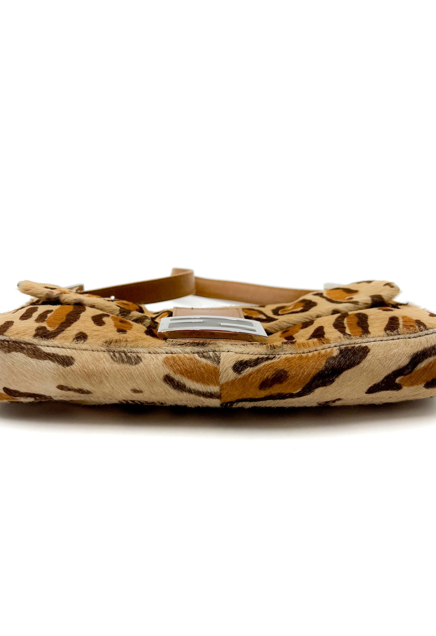 Fendi Leopard Calf Hair Baguette Shoulder Bag Vintage