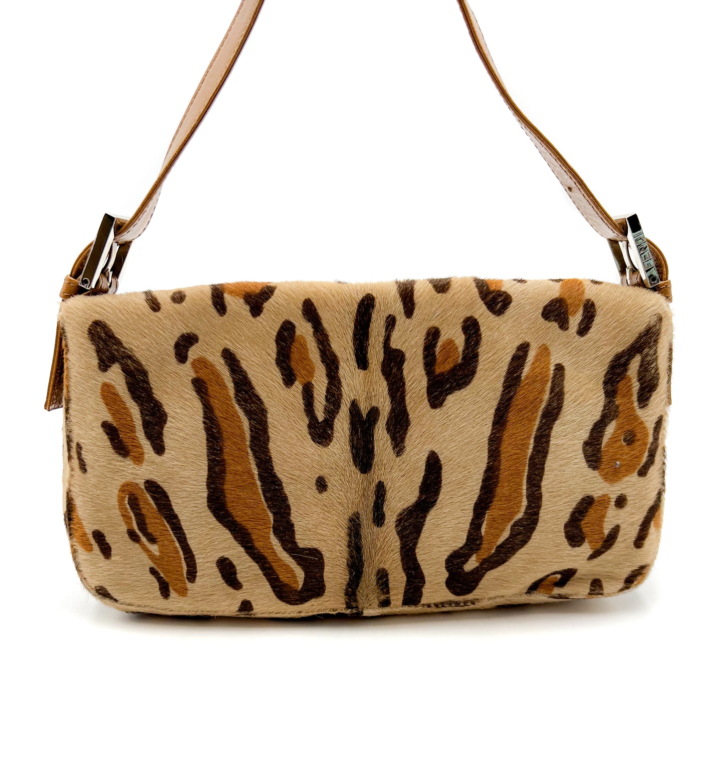 Fendi Leopard Calf Hair Baguette Shoulder Bag Vintage