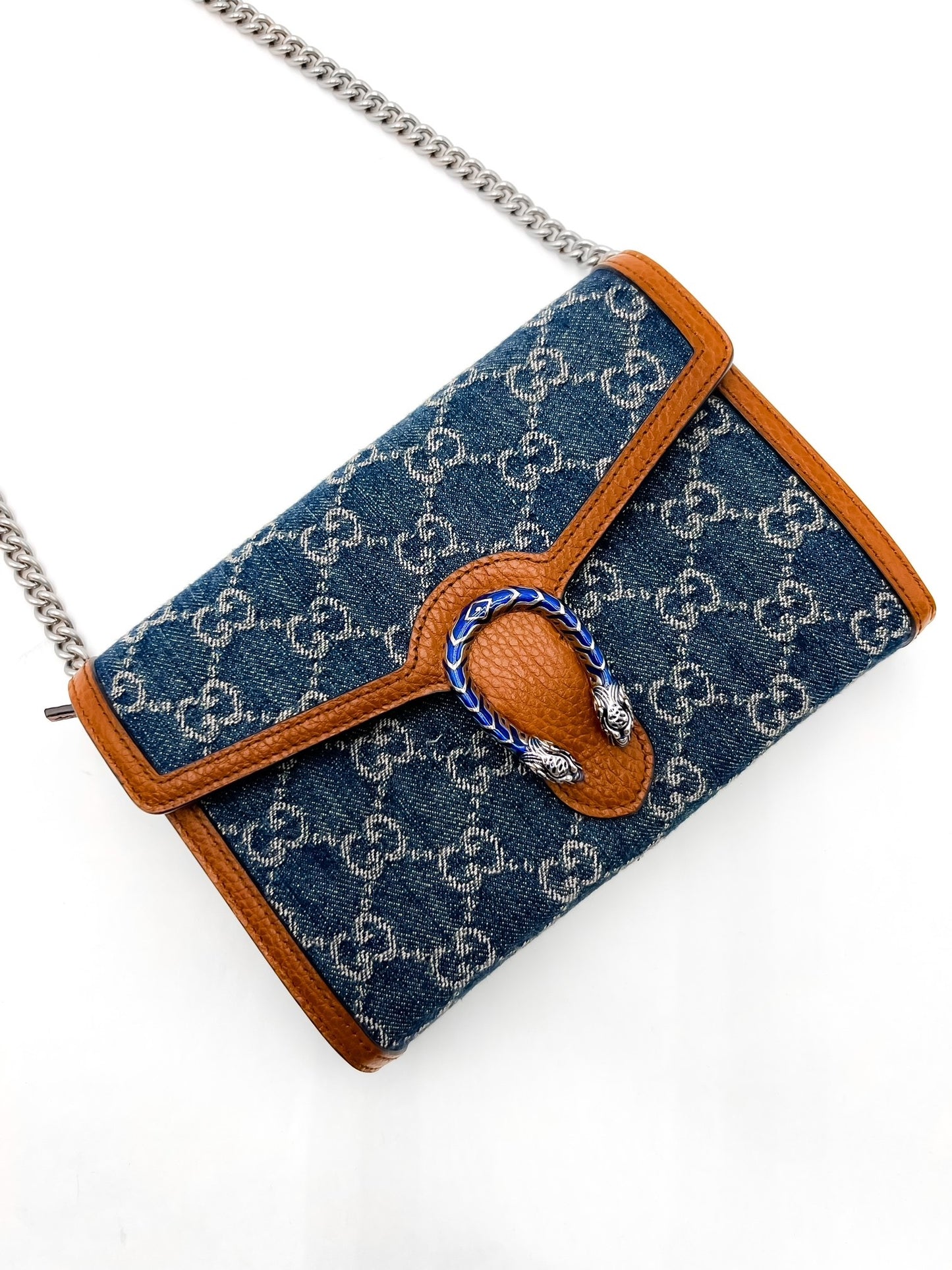 Gucci GG Supreme Denim Dionysus Wallet on Chain