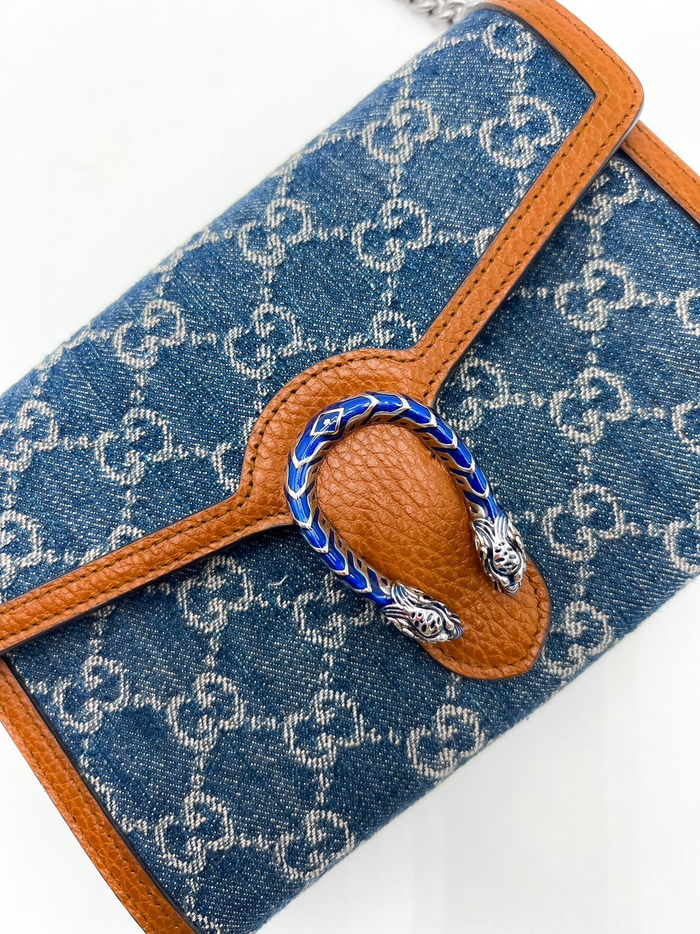 Gucci GG Supreme Denim Dionysus Wallet on Chain