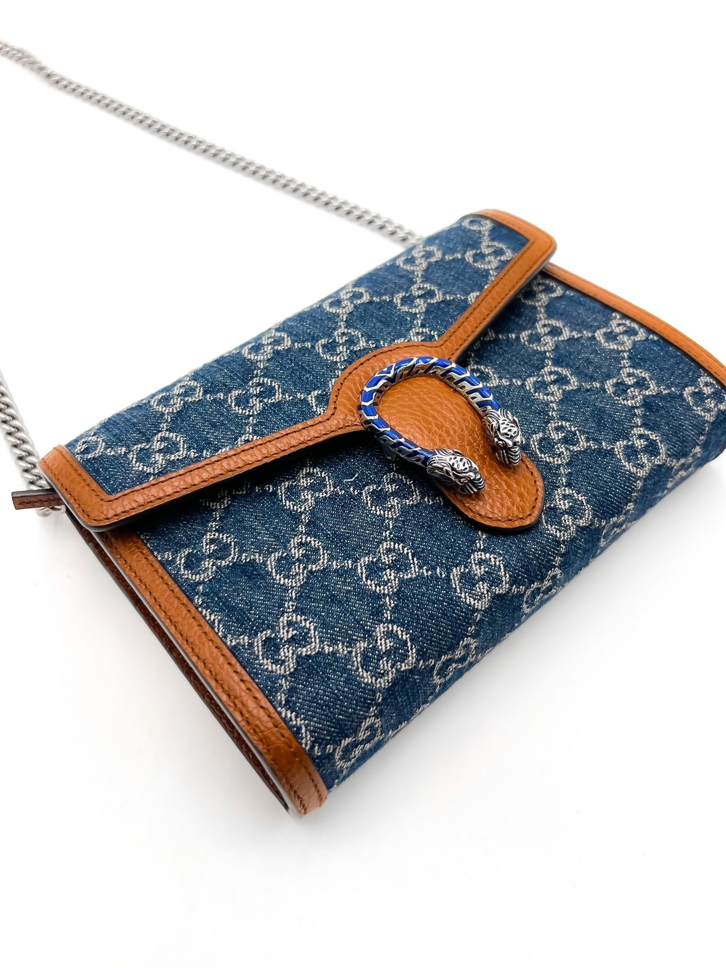 Gucci GG Supreme Denim Dionysus Wallet on Chain