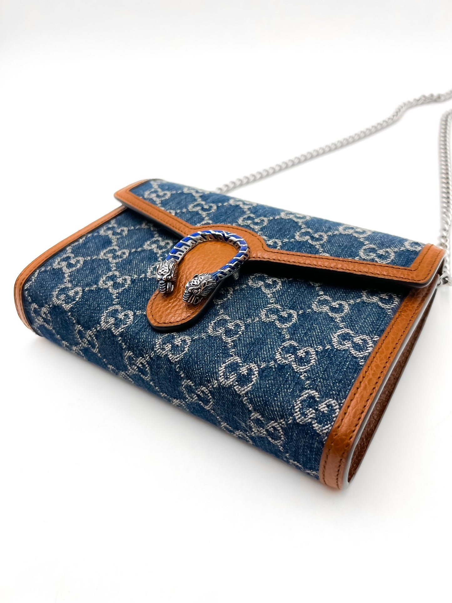 Gucci GG Supreme Denim Dionysus Wallet on Chain