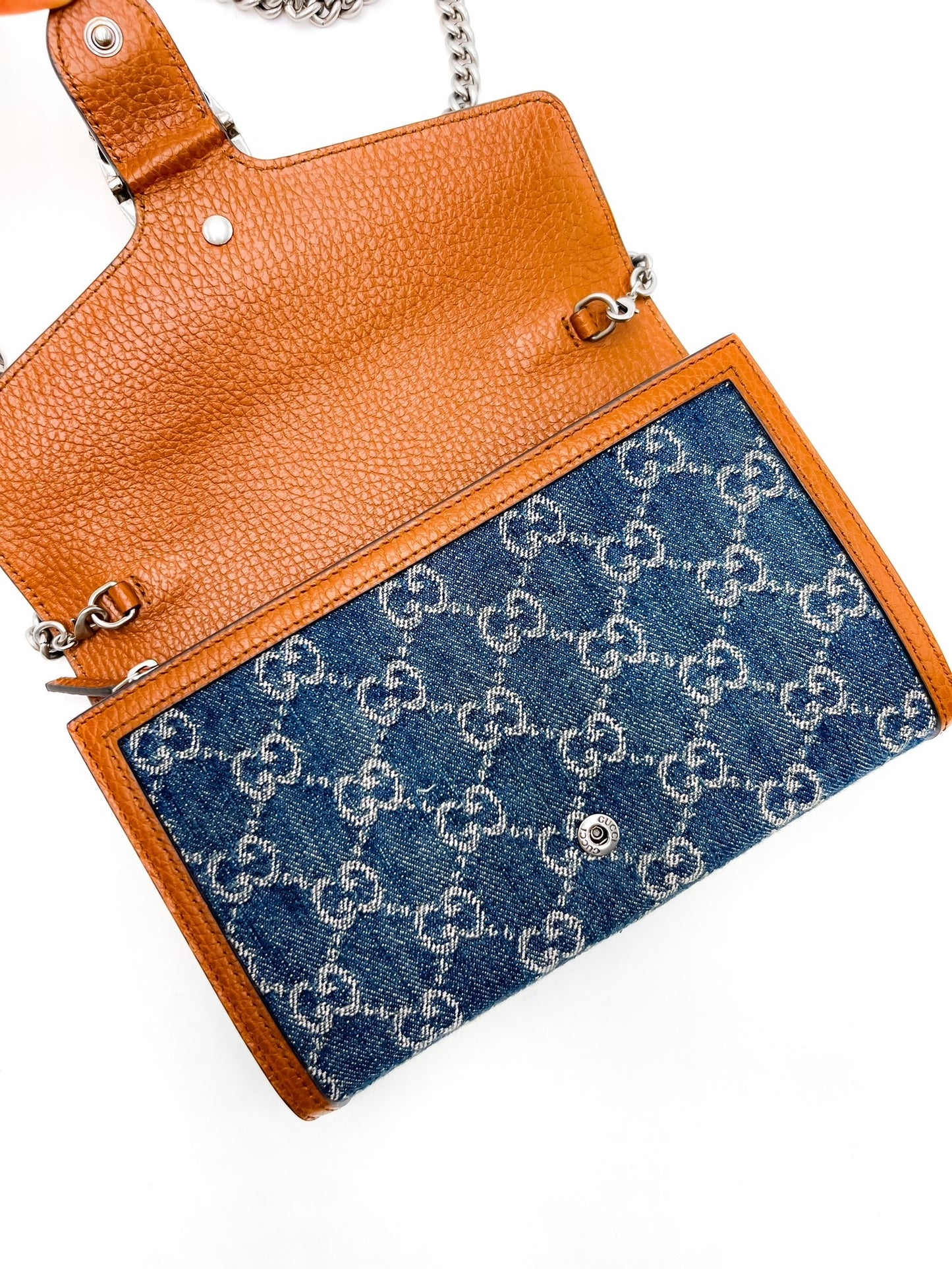 Gucci GG Supreme Denim Dionysus Wallet on Chain