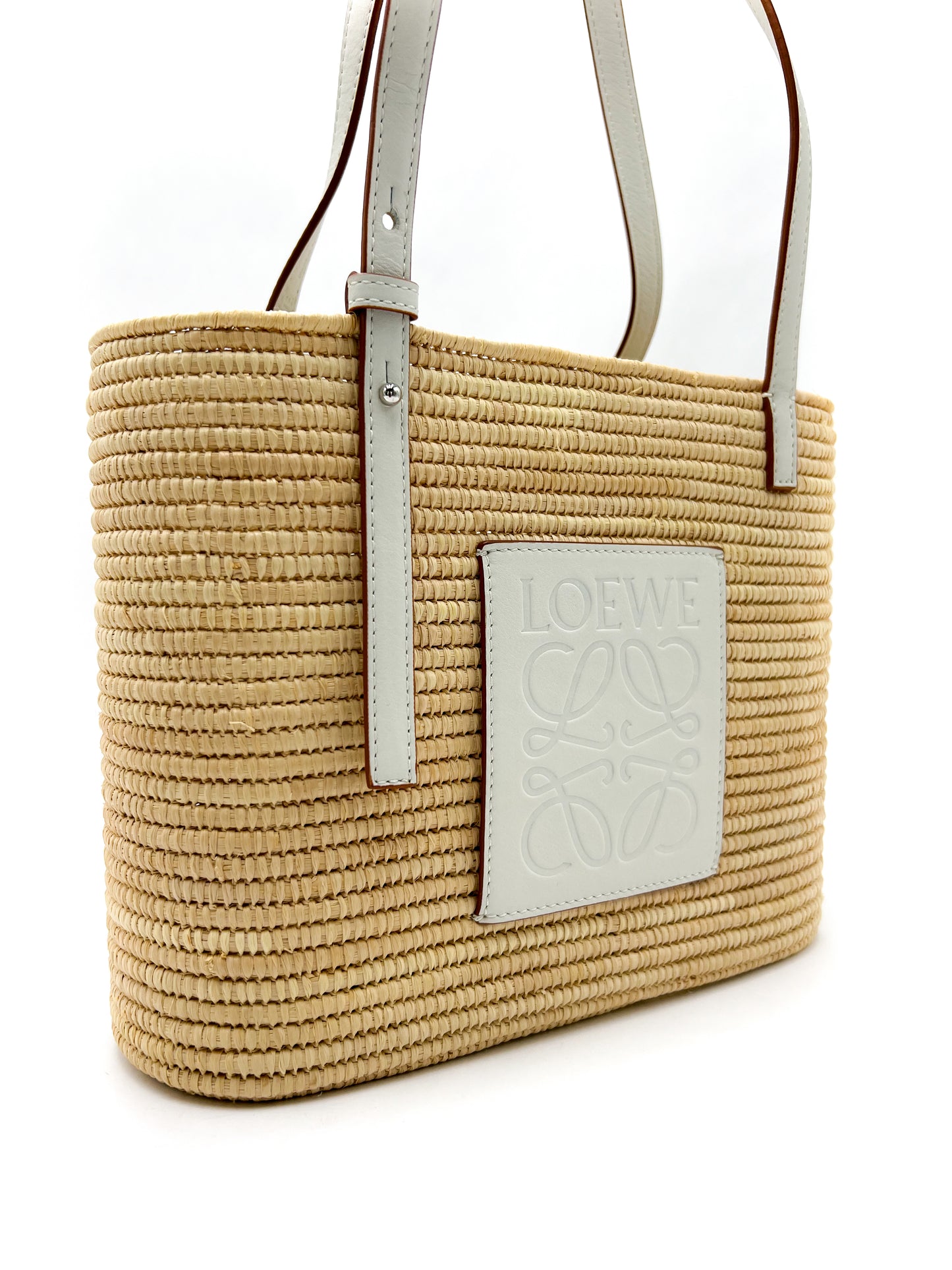 LOEWE + Paula's Ibiza small leather-trimmed woven raffia tote