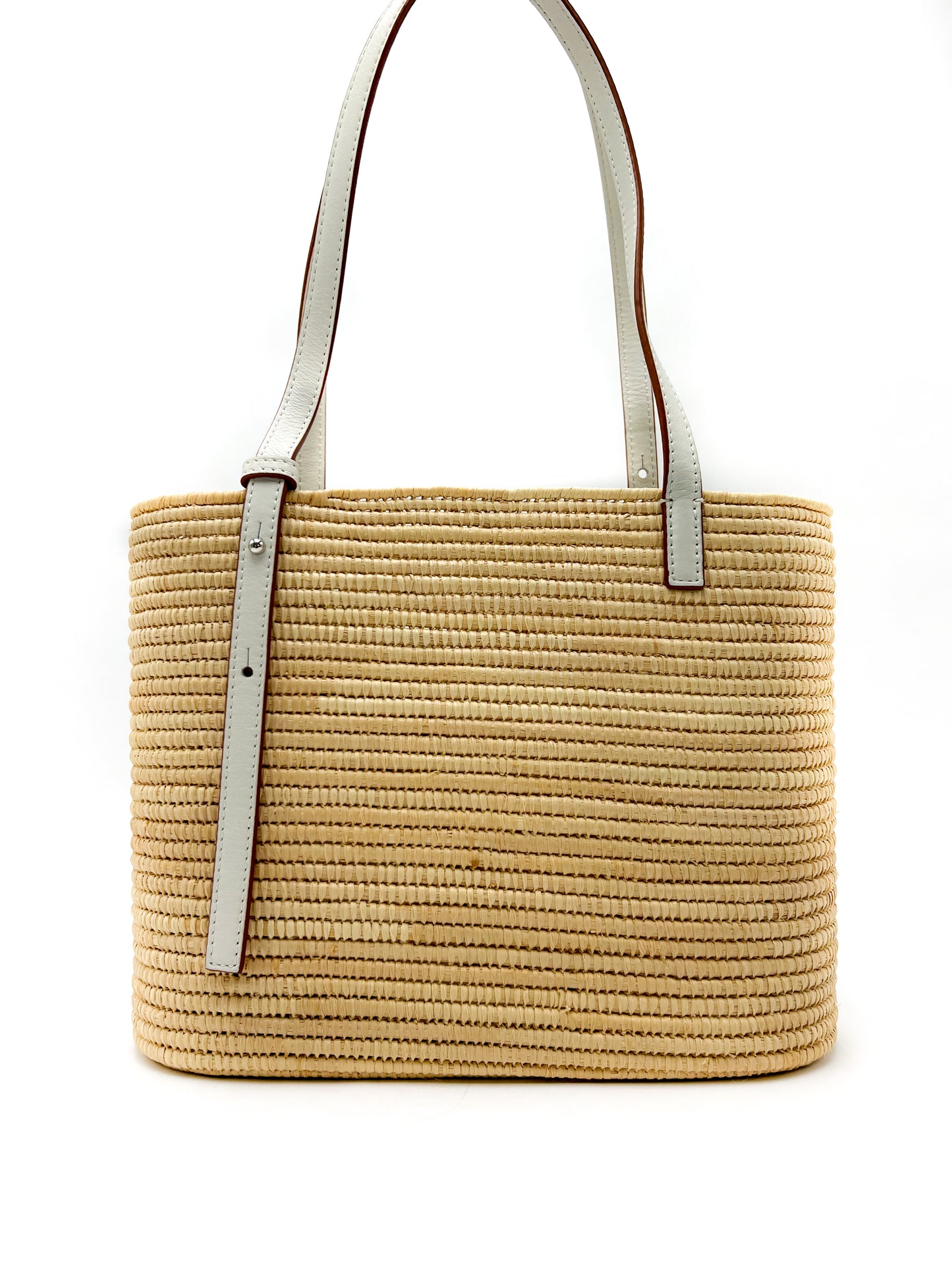 LOEWE + Paula's Ibiza small leather-trimmed woven raffia tote