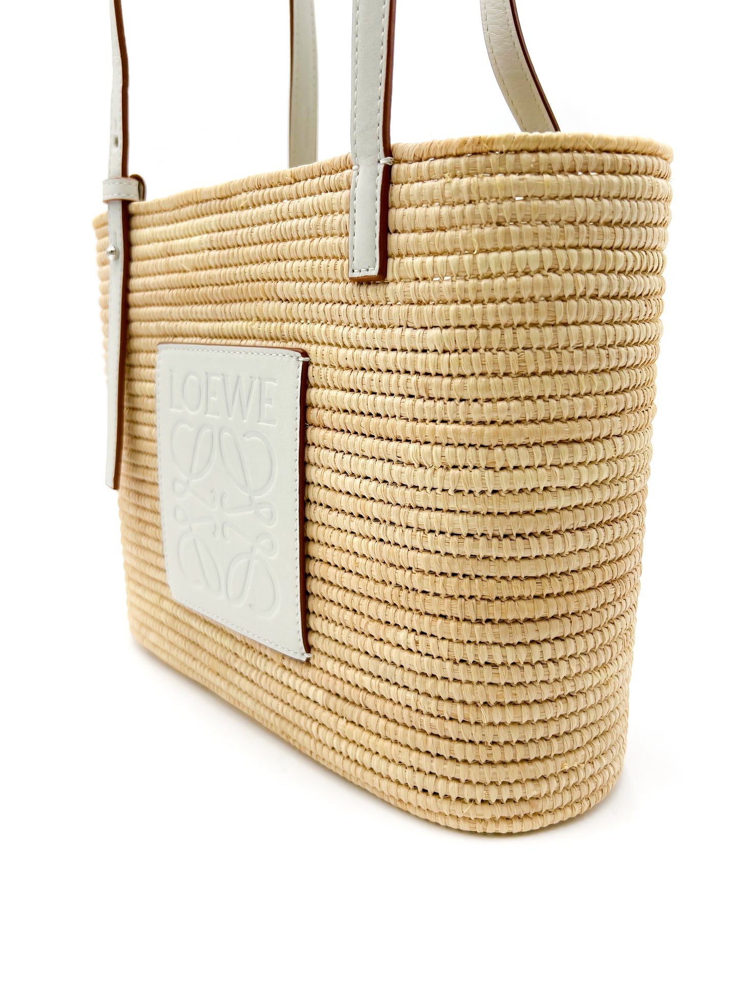 LOEWE + Paula's Ibiza small leather-trimmed woven raffia tote