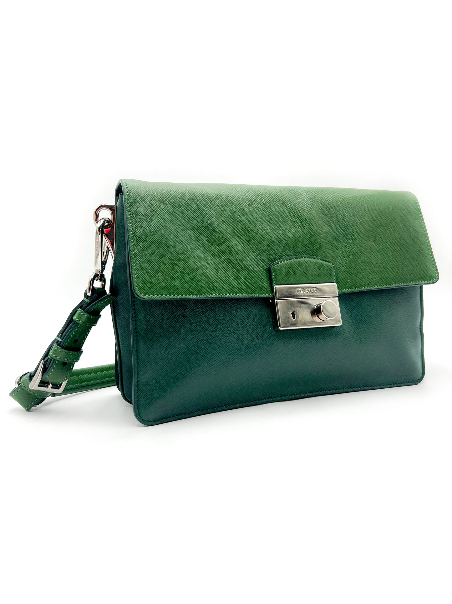 Prada Shoulder Bag Saffiano Sound Soft Green VINTAGE