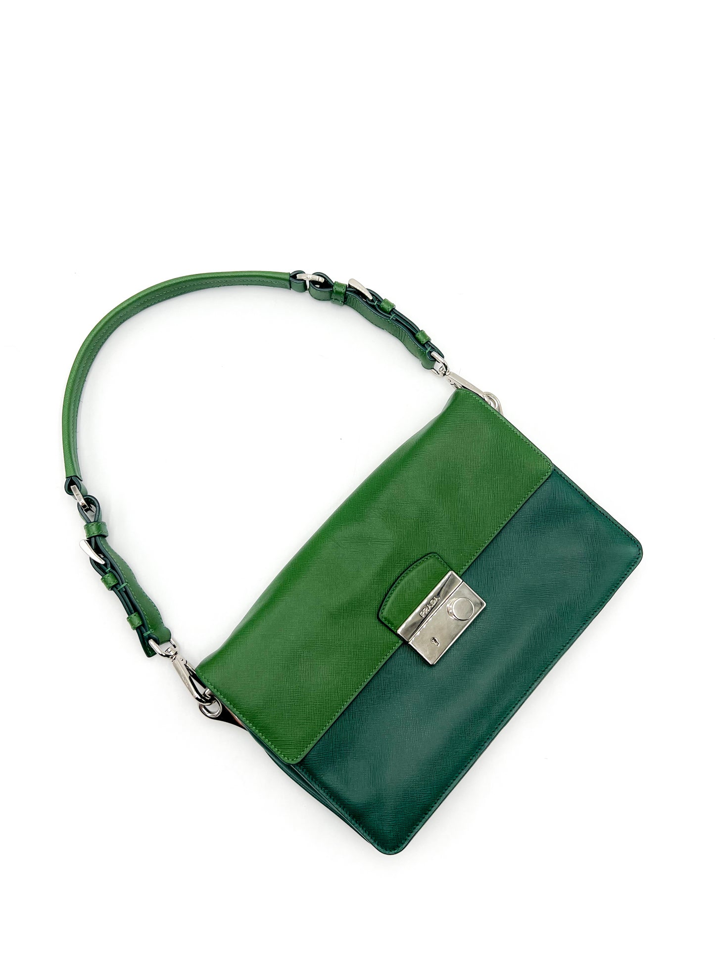 Prada Shoulder Bag Saffiano Sound Soft Green VINTAGE