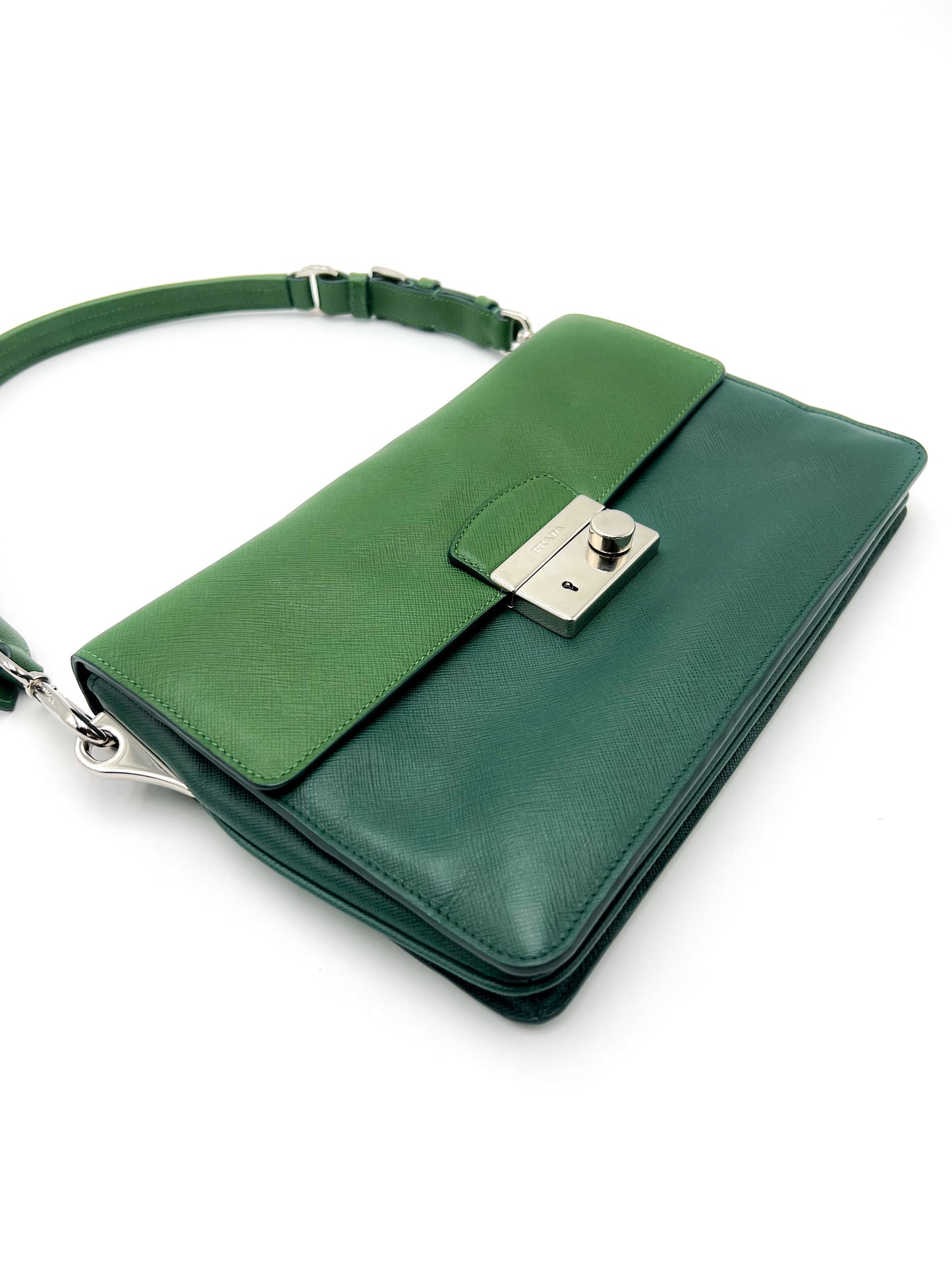 Prada Shoulder Bag Saffiano Sound Soft Green VINTAGE
