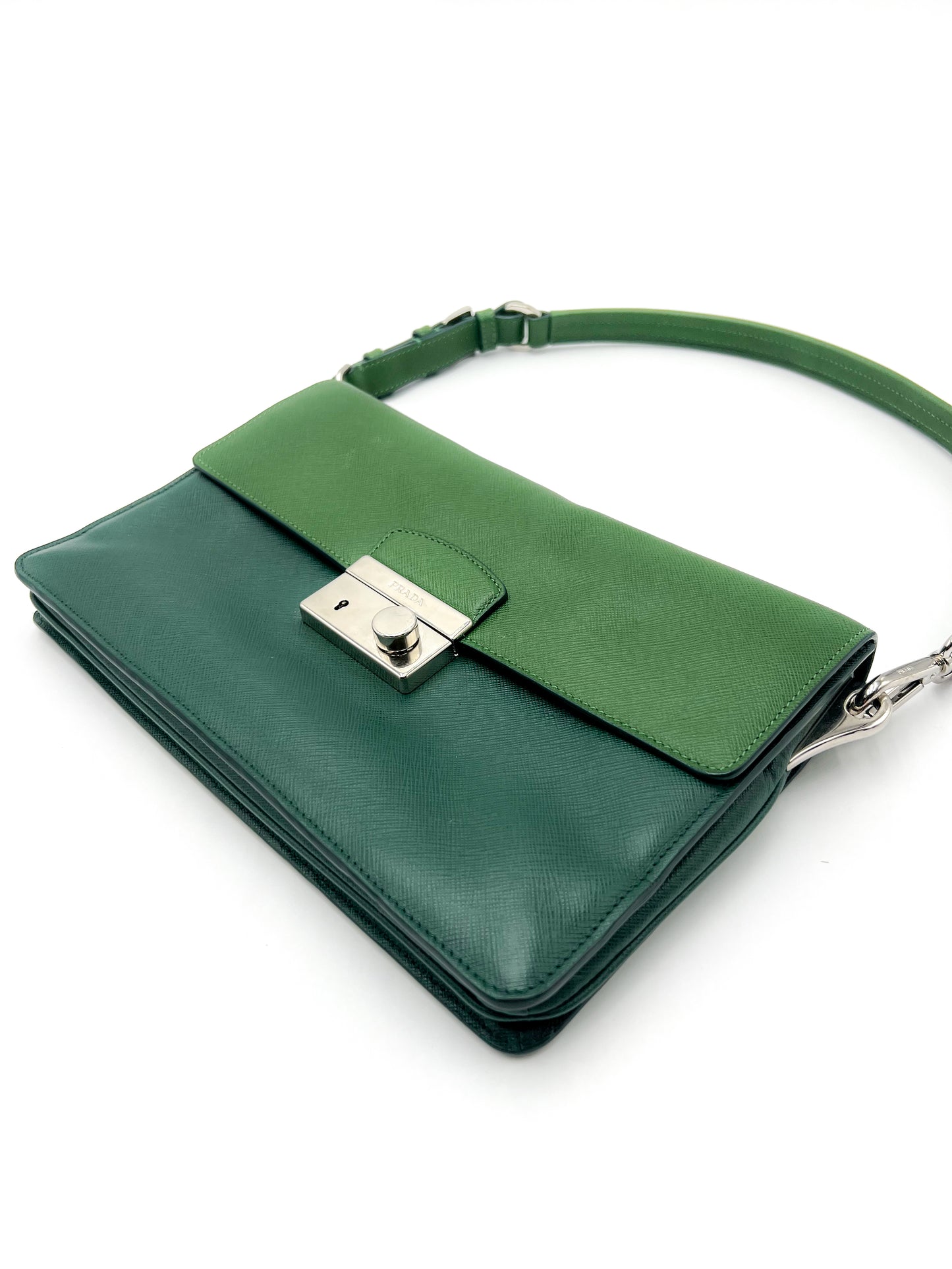 Prada Shoulder Bag Saffiano Sound Soft Green VINTAGE