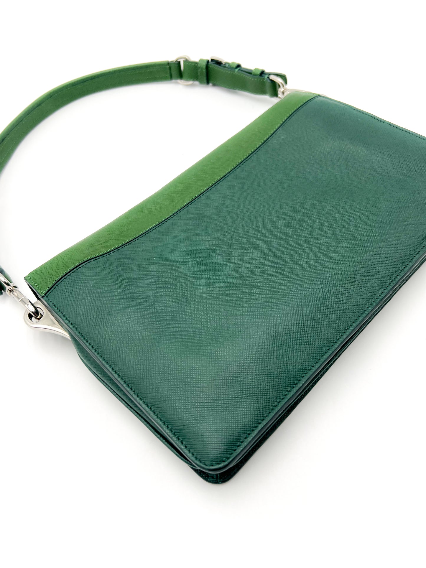 Prada Shoulder Bag Saffiano Sound Soft Green VINTAGE