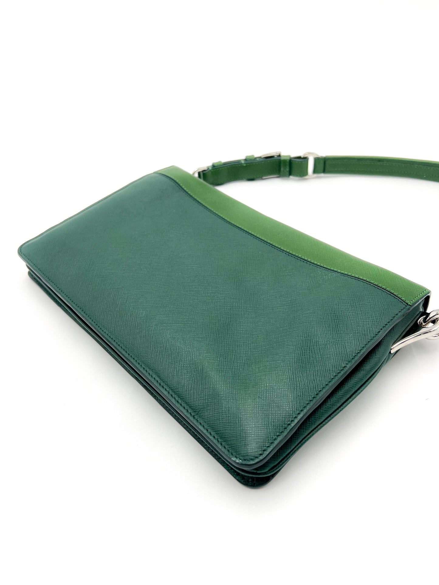 Prada Shoulder Bag Saffiano Sound Soft Green VINTAGE