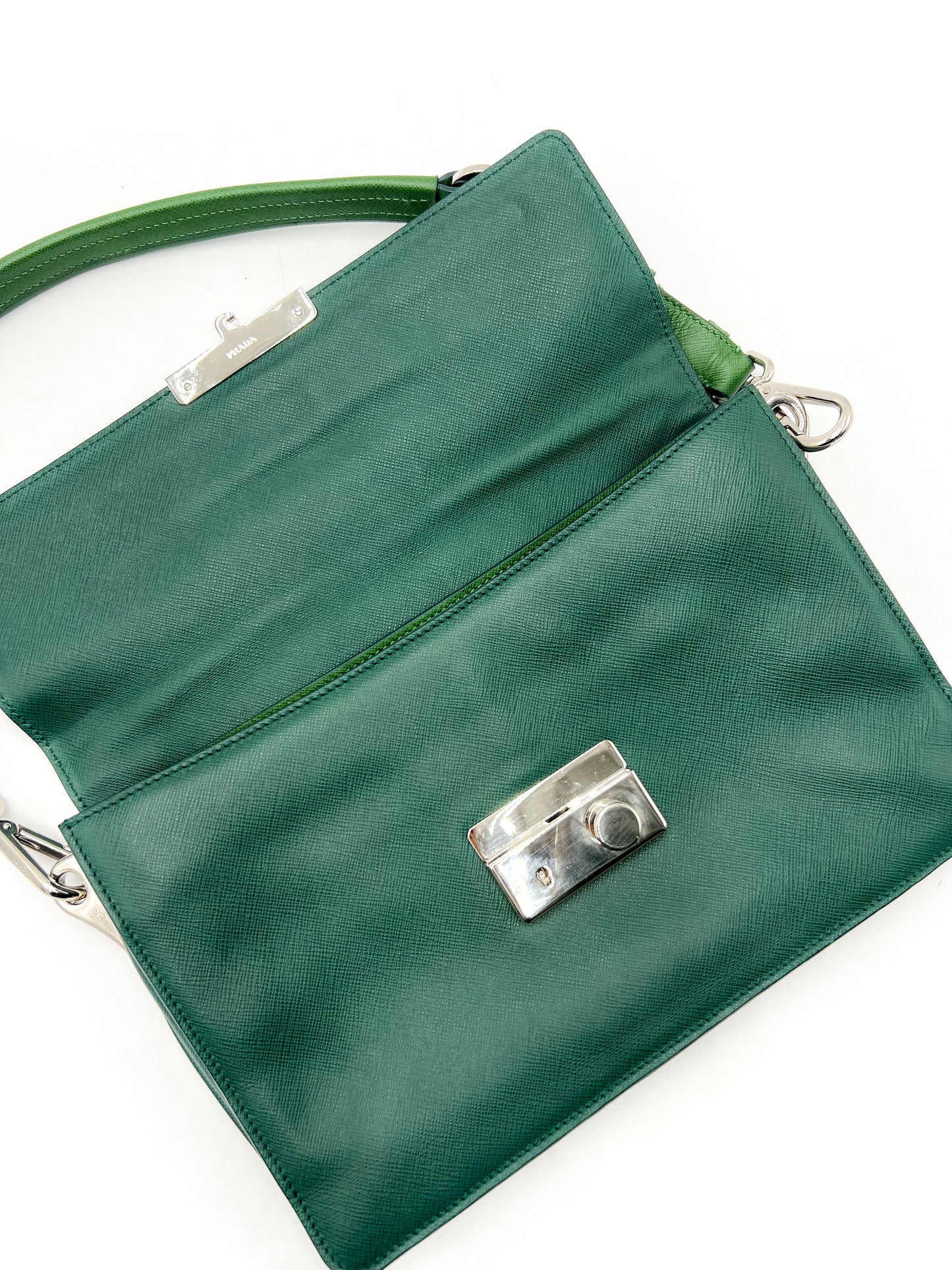 Prada Shoulder Bag Saffiano Sound Soft Green VINTAGE